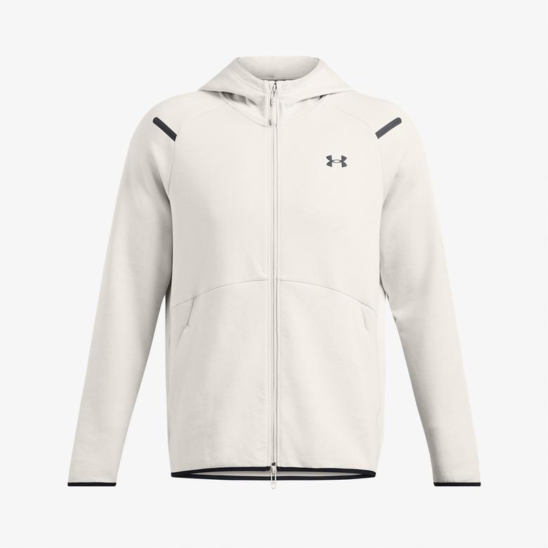 Under Armour Unstoppable Fleece Tam Fermuarlı Erkek Beyaz Sweatshirt