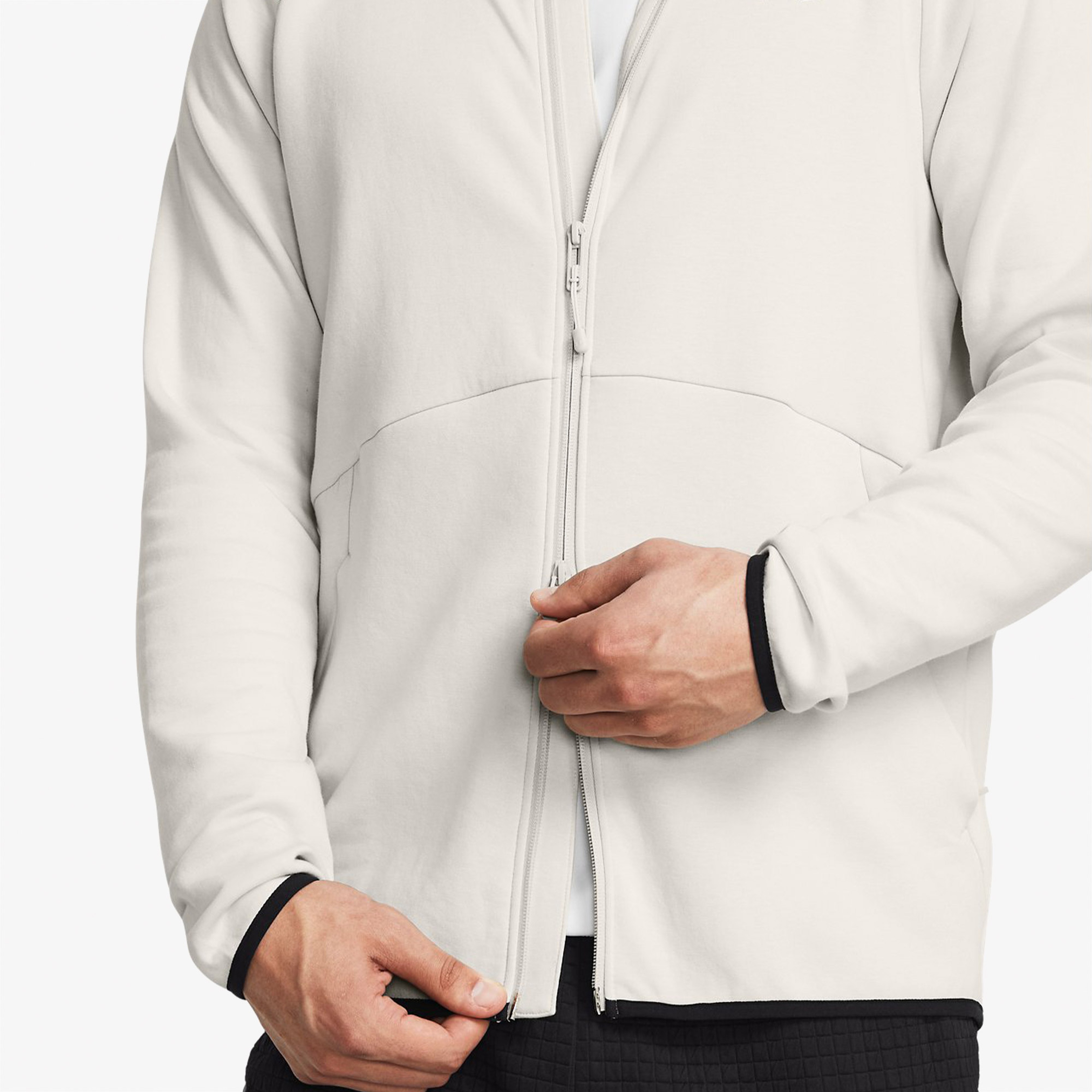 Under Armour Unstoppable Fleece Tam Fermuarlı Erkek Beyaz Sweatshirt
