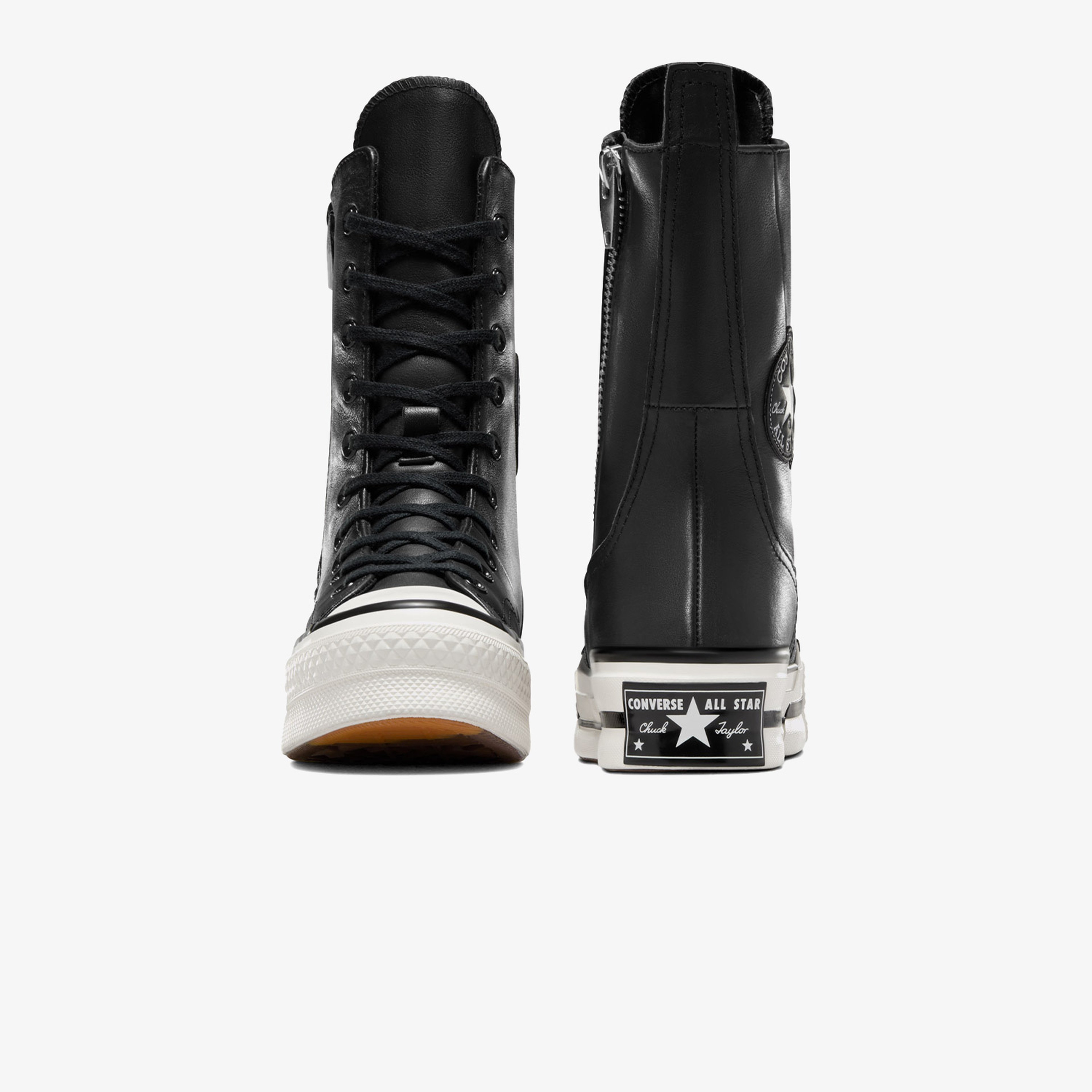 Converse Chuck 70 Plus Unisex Siyah Deri Platform Sneaker