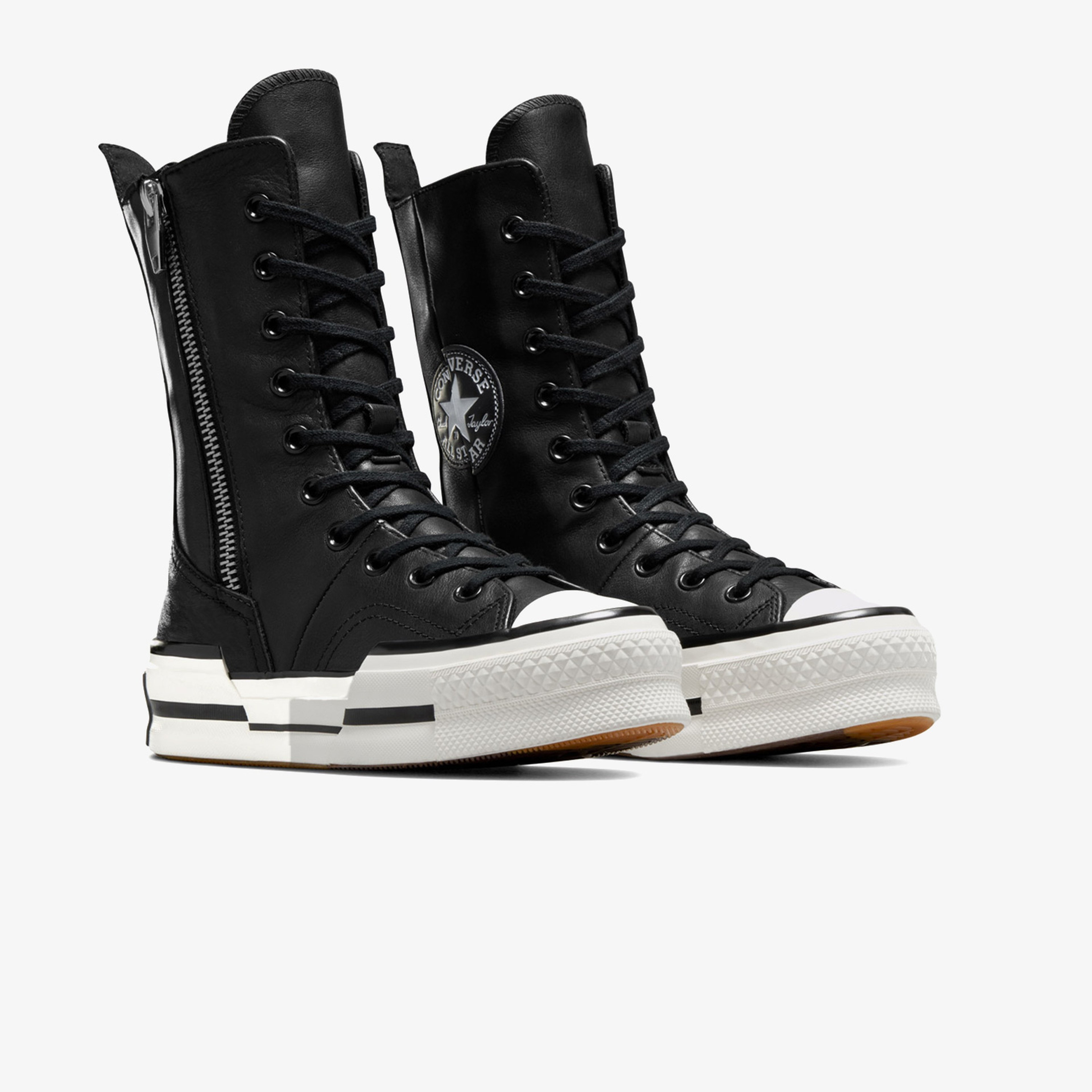 Converse Chuck 70 Plus Unisex Siyah Deri Platform Sneaker