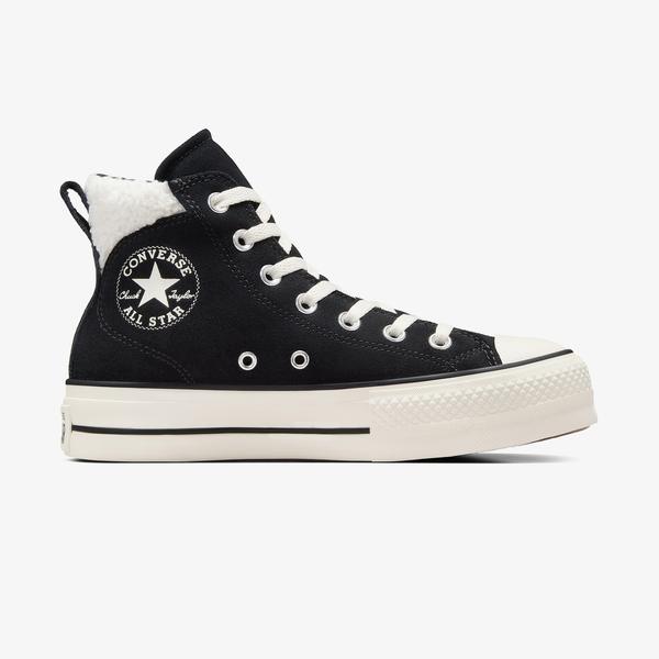 Converse Chuck Taylor All Star Puff Lift Unisex Siyah Deri Platform Sneaker