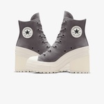 Converse Chuck 70 De Luxe Heel Unisex Gri Deri Platform Sneaker