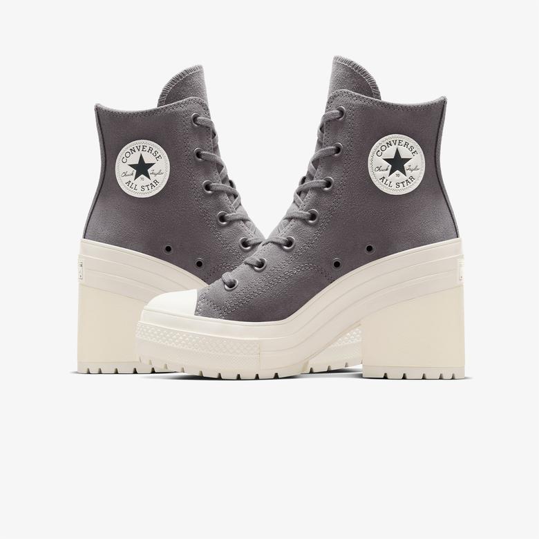 Converse Chuck 70 De Luxe Heel Unisex Gri Deri Platform Sneaker