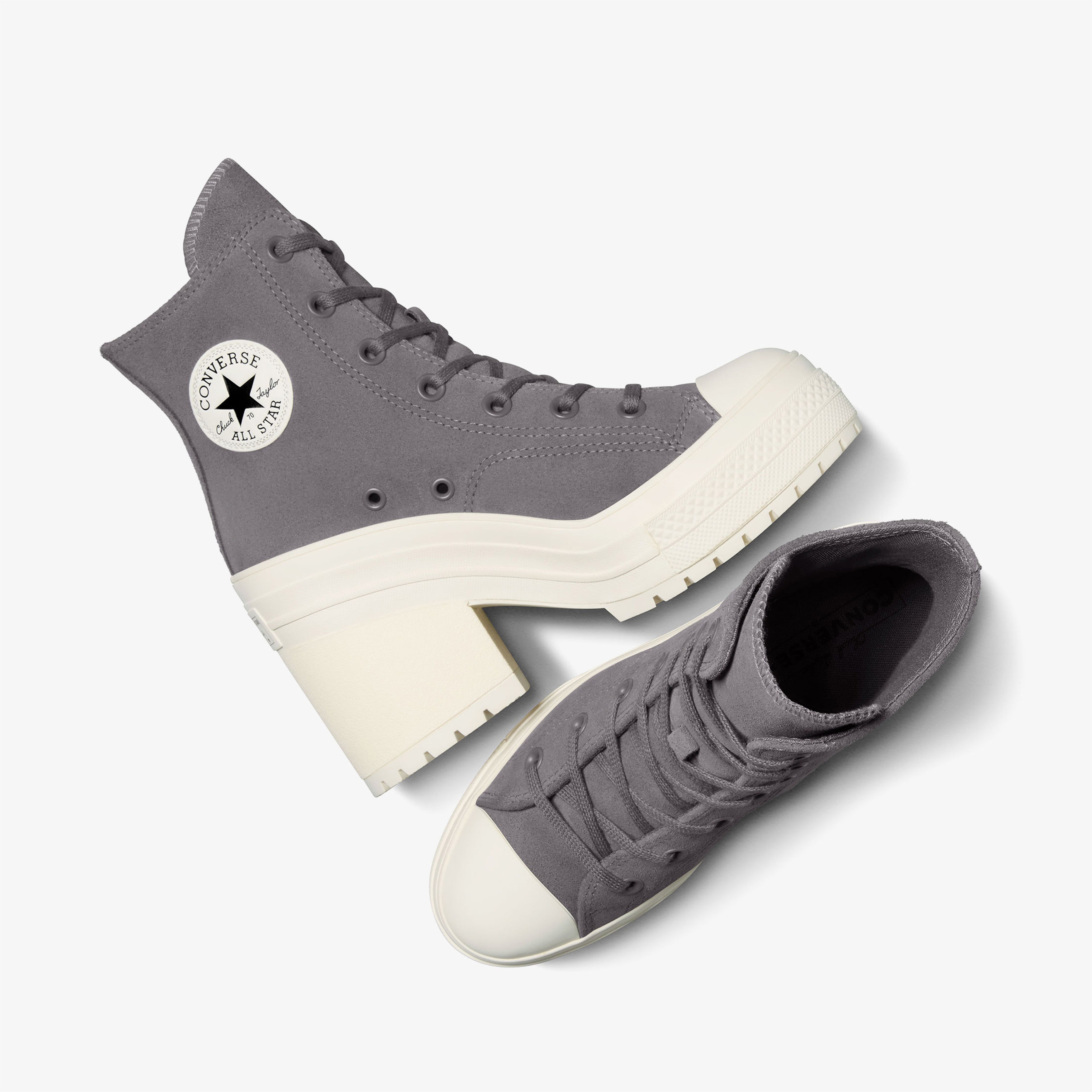 Converse Chuck 70 De Luxe Heel Unisex Gri Deri Platform Sneaker