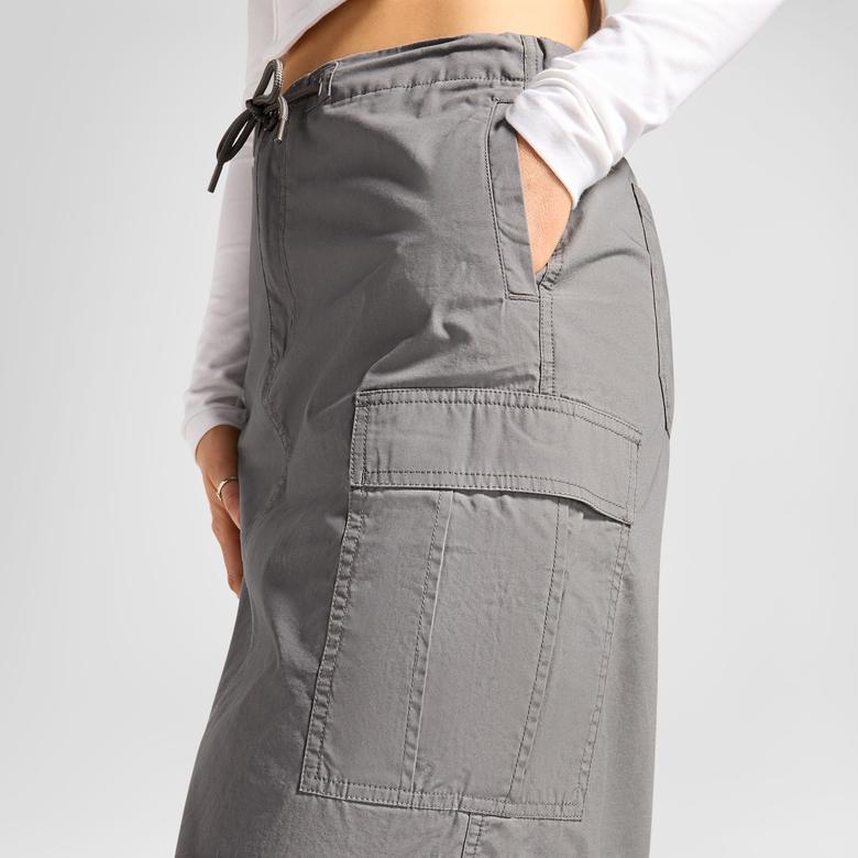 Converse Classic Dokuma Kadın Gri Cargo Etek
