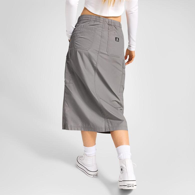 Converse Classic Dokuma Kadın Gri Cargo Etek
