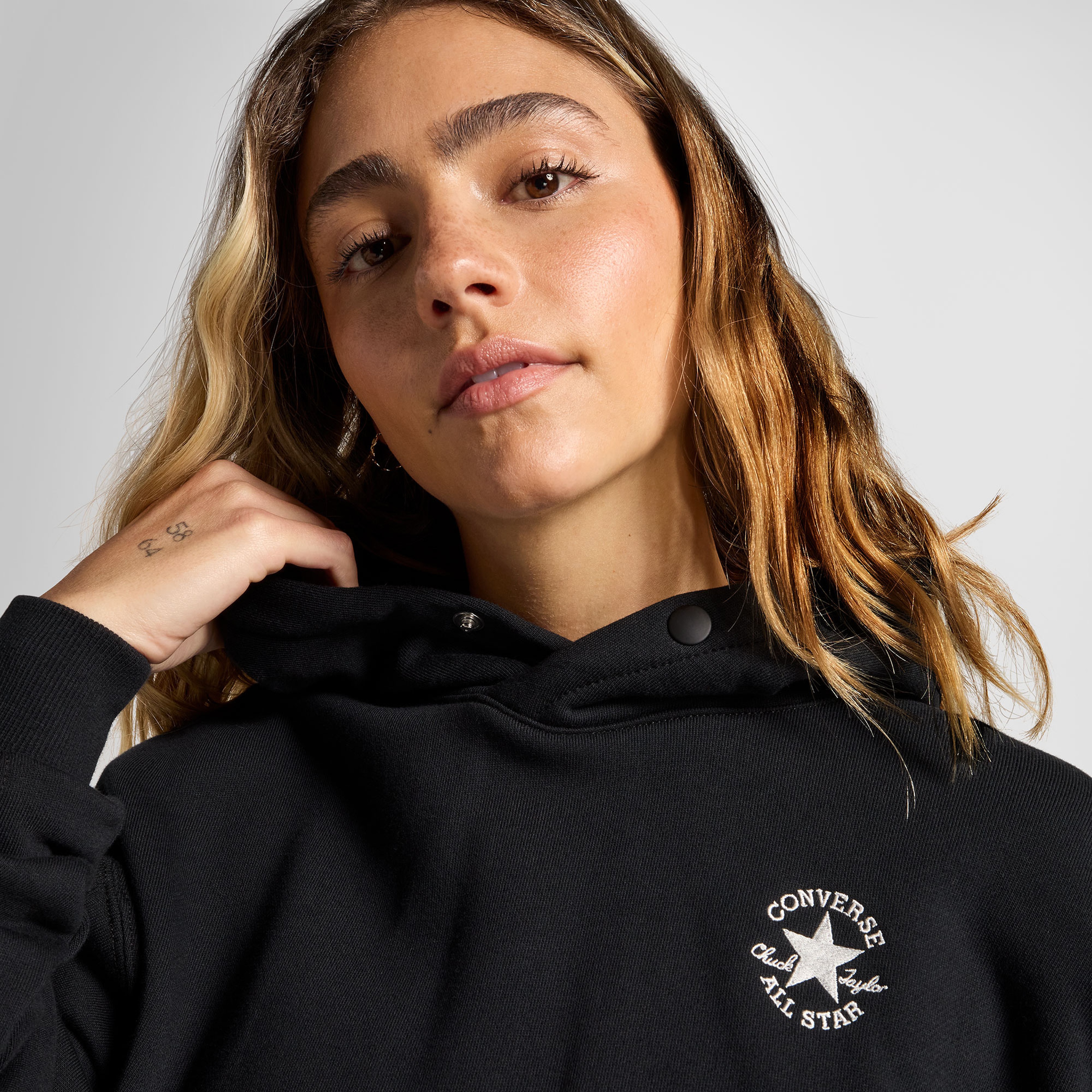 Converse Classic Kadın Oversized Fit Siyah Hoodie