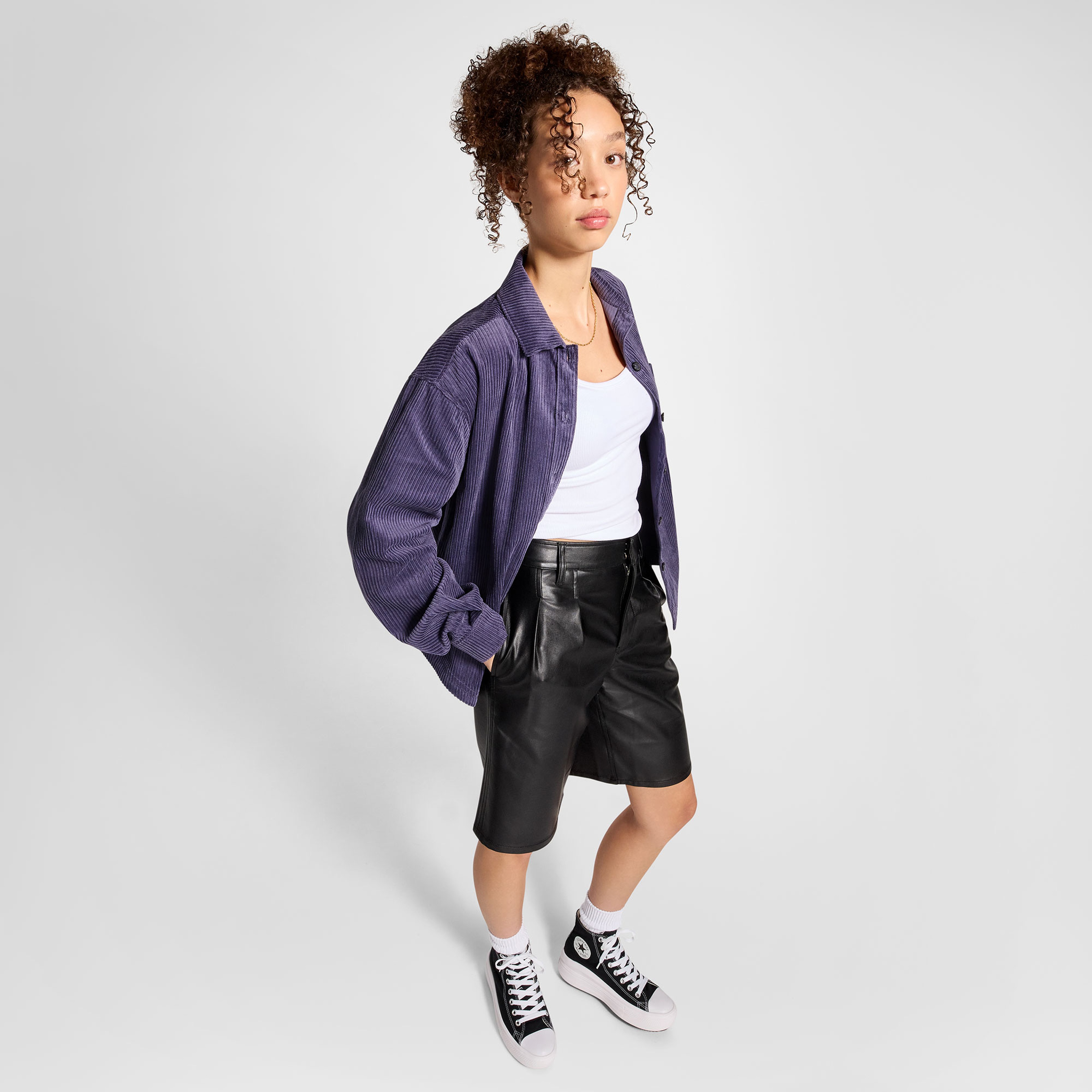 Converse Classic Kadın Kadife Mor Gömlek