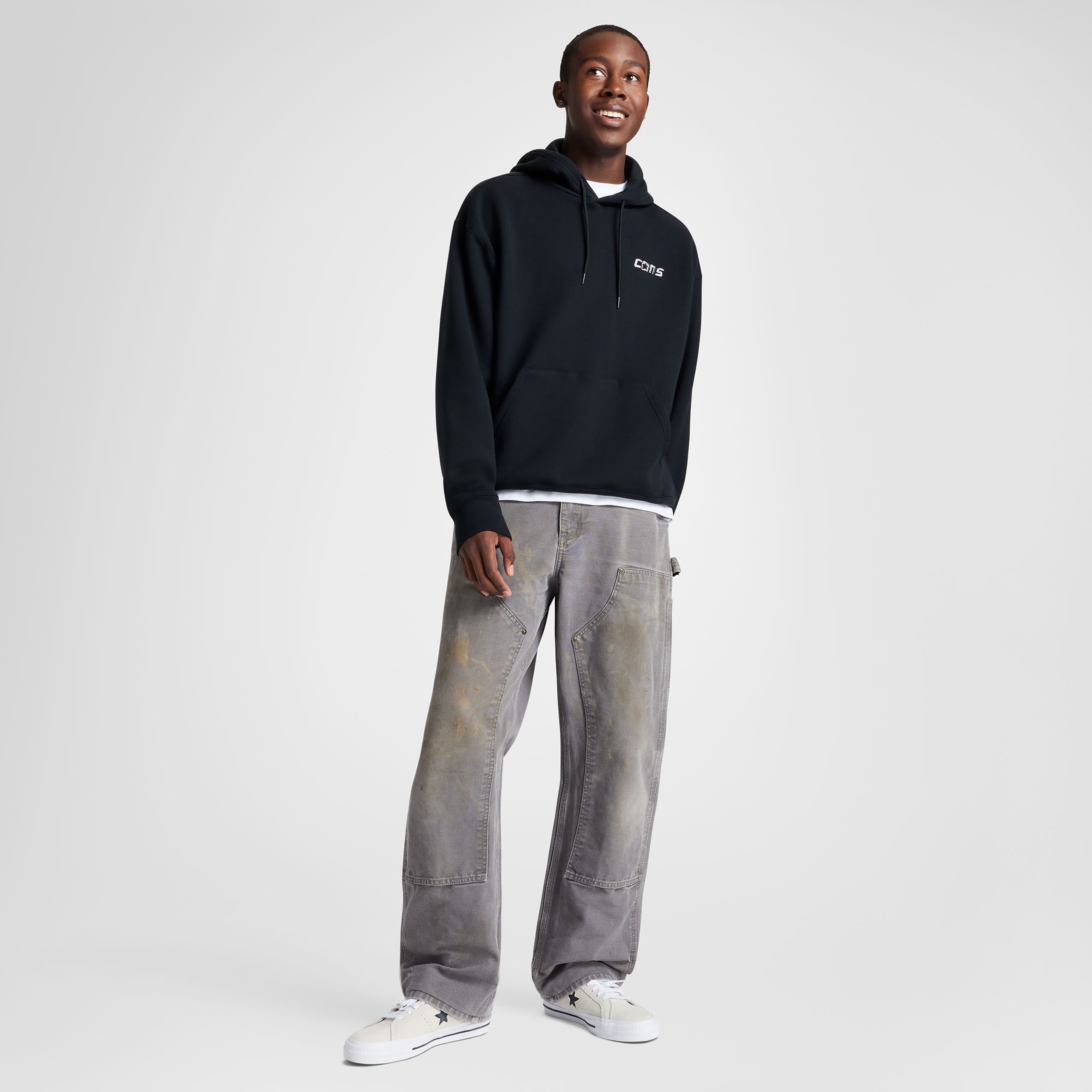 Converse Classic Erkek Loose Fit Siyah Hoodie