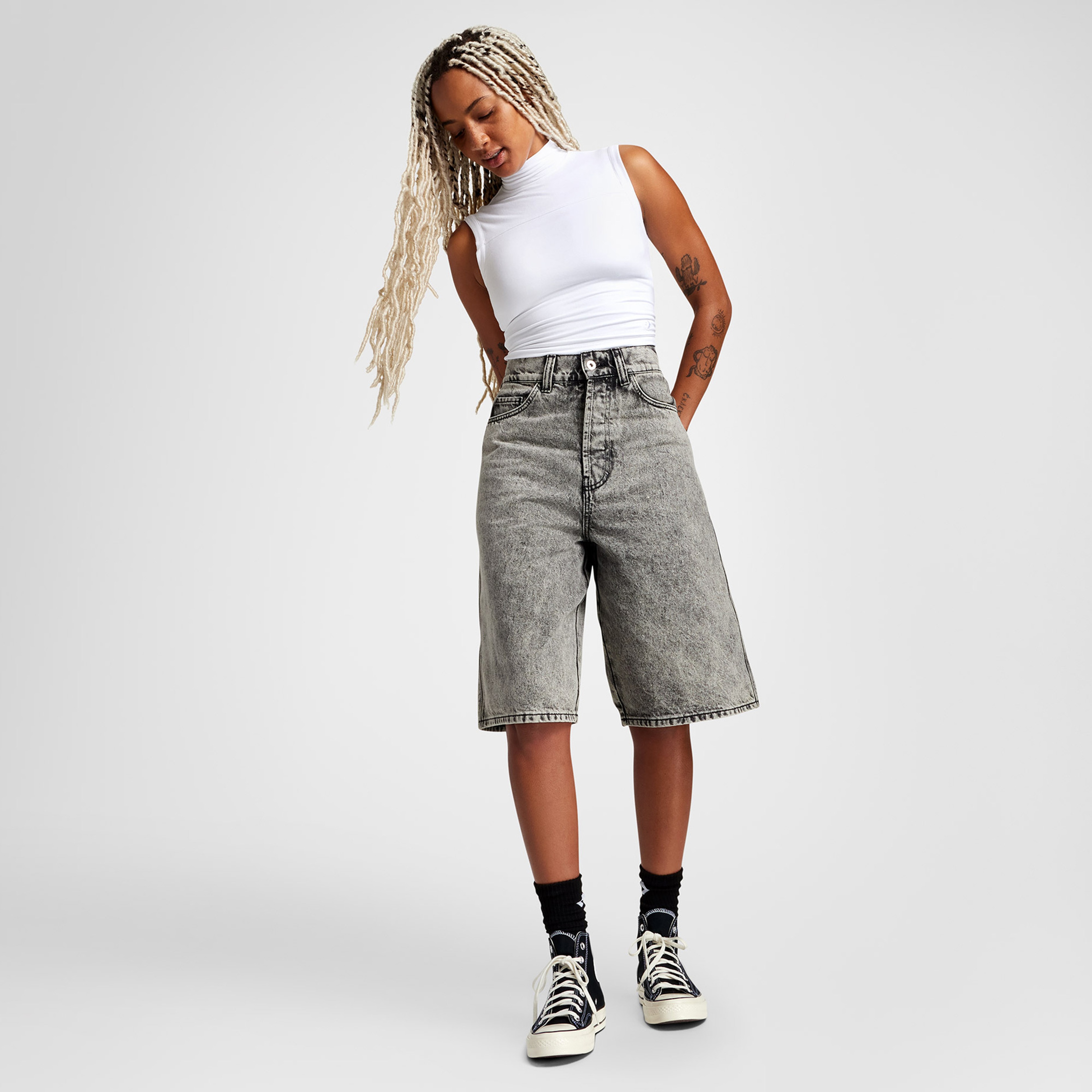 Converse Classic Kadın Kolsuz Boğazlı Yaka Beyaz T-Shirt