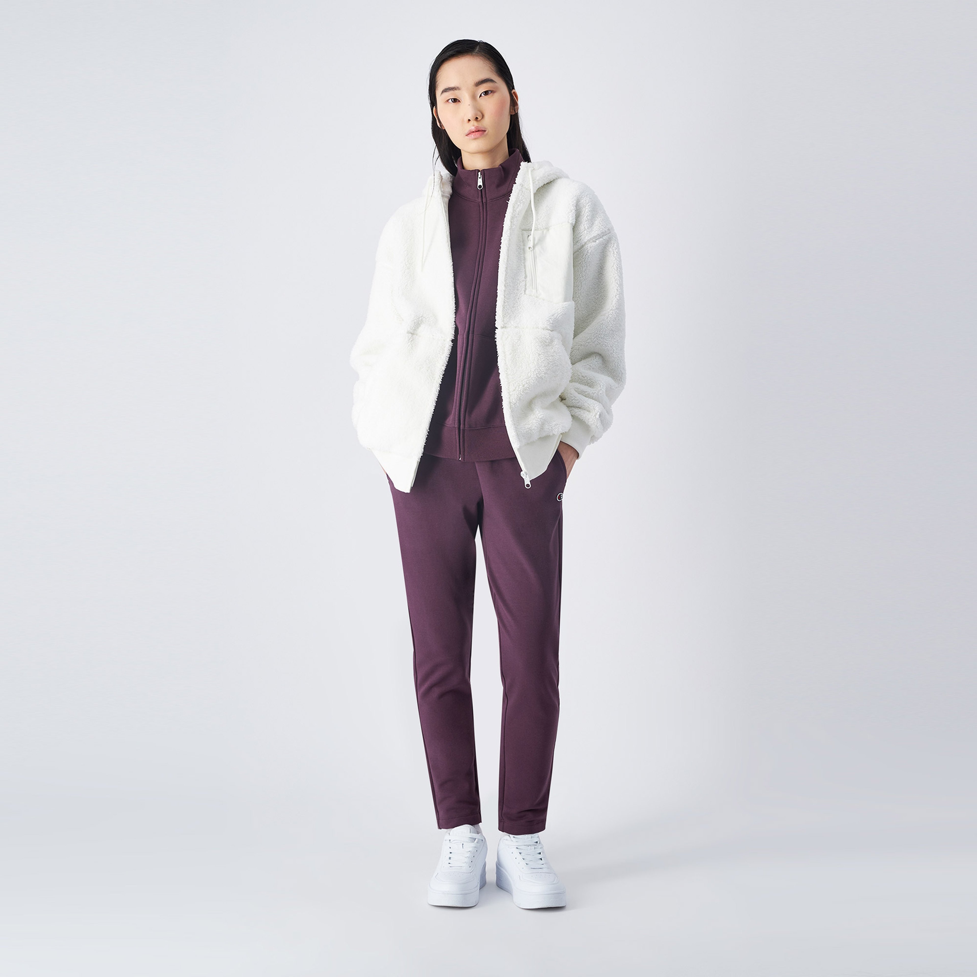 Champion Hooded Full Zip Kadın Beyaz şofman Üstü