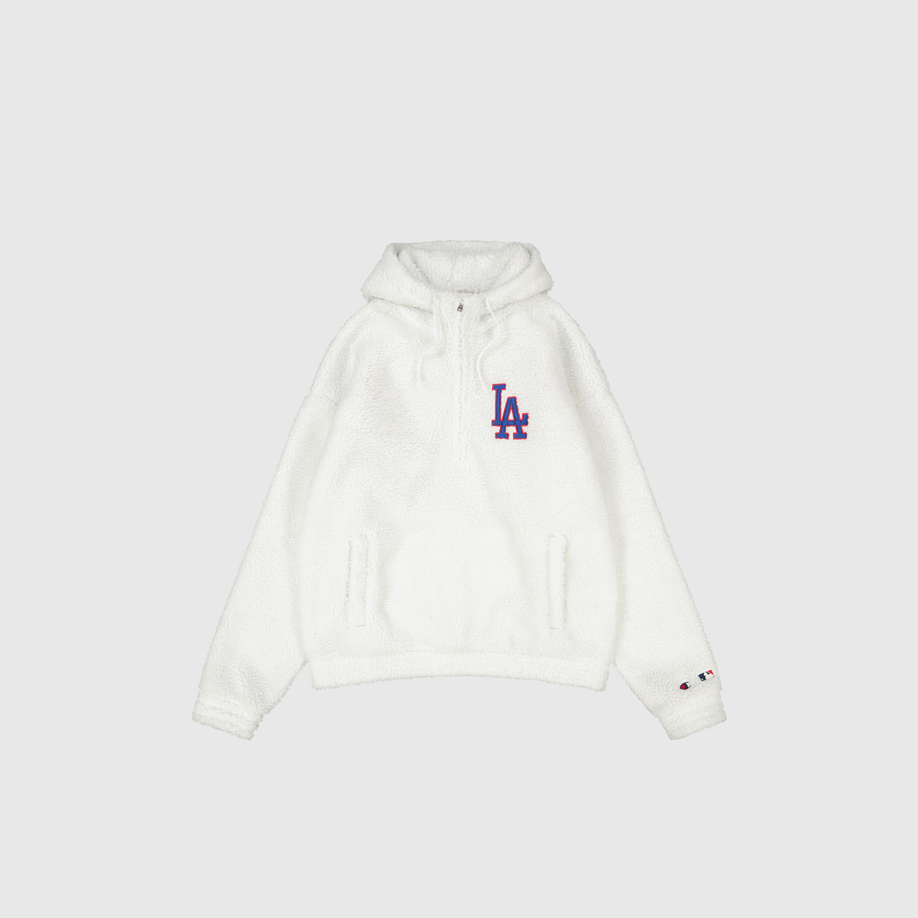 Champion Hooded Half Zip Erkek Beyaz Hoodie