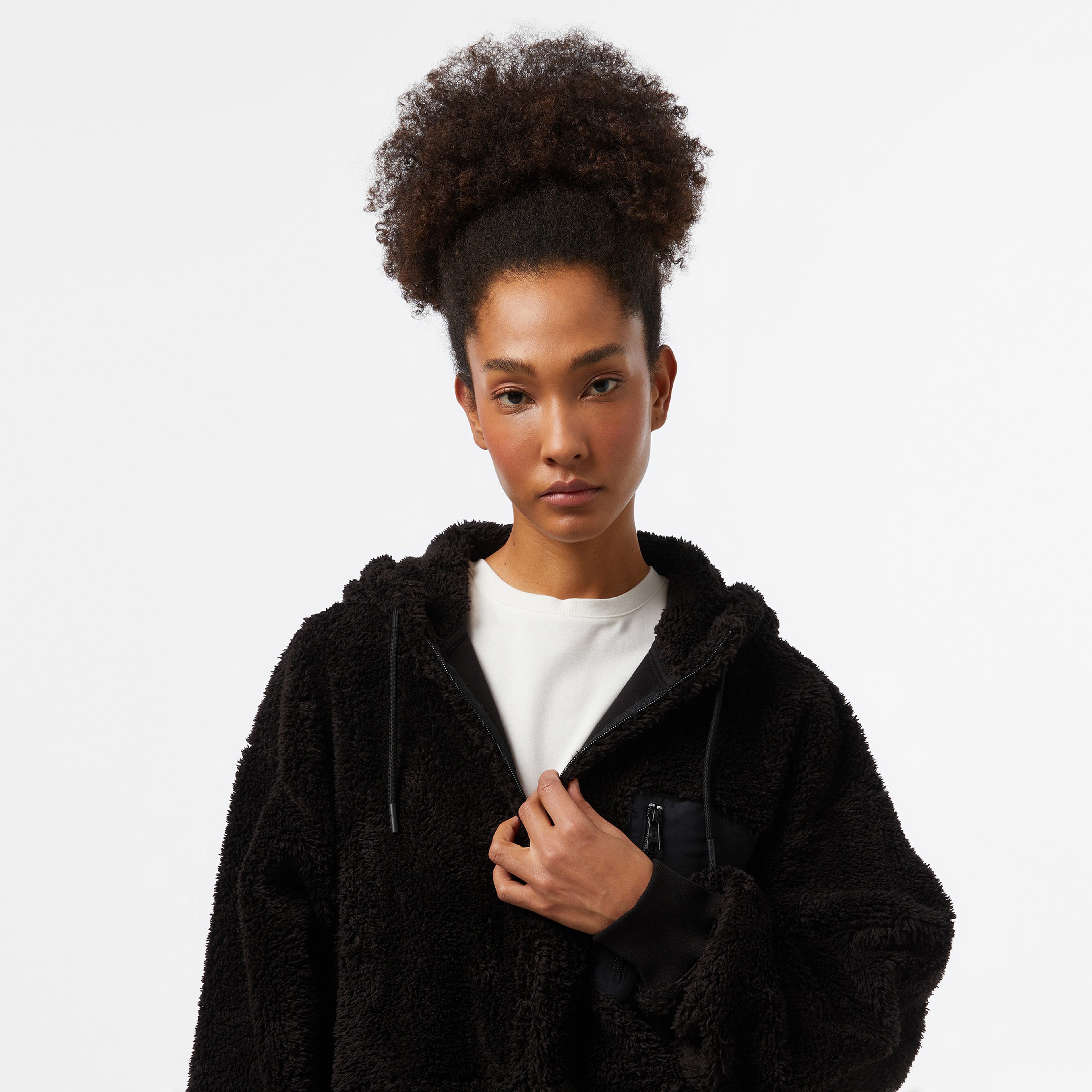 Champion Hooded Full Zip Kadın Siyah Eşofman Üstü