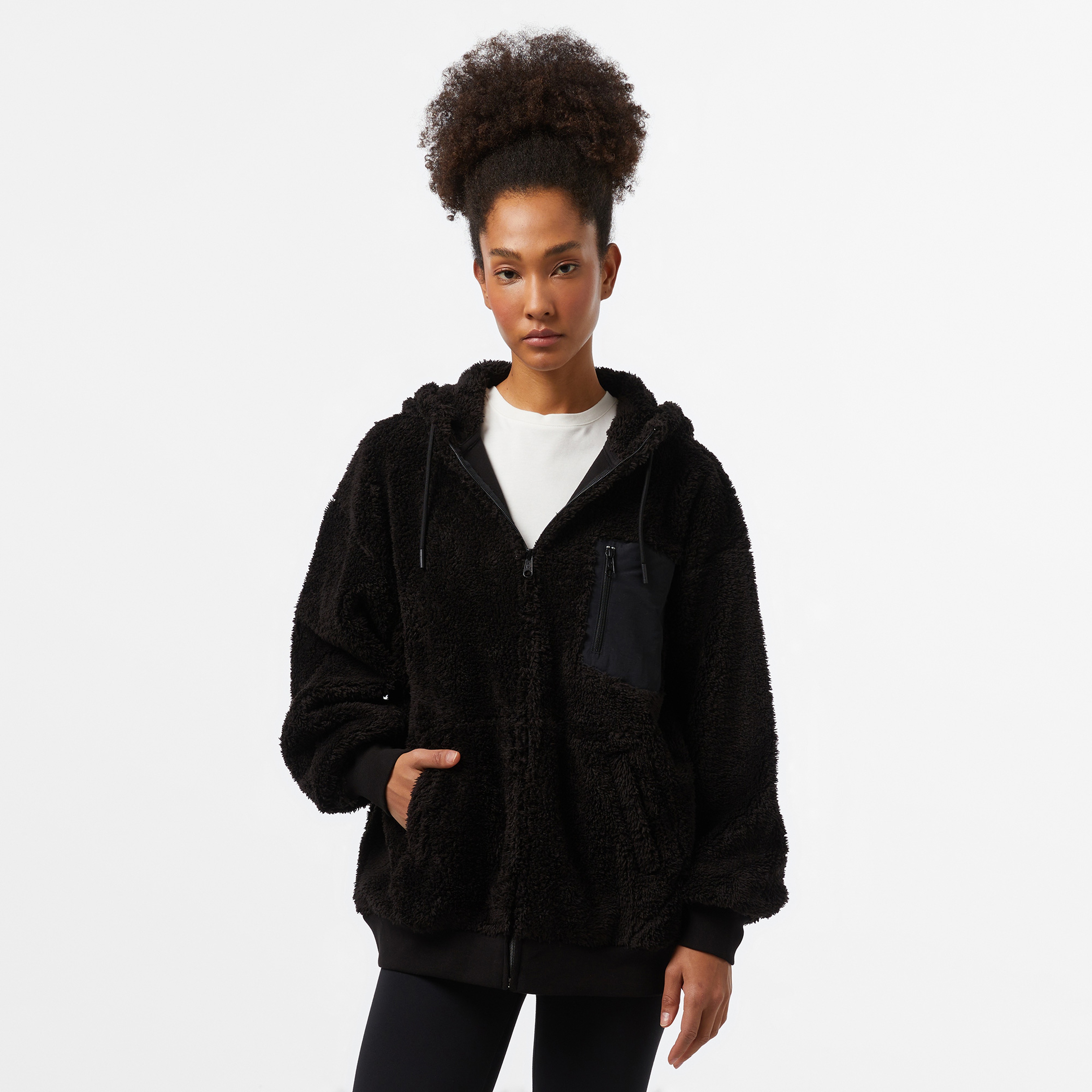 Champion Hooded Full Zip Kadın Siyah Eşofman Üstü