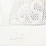 Kadın Kısa Kollu Bisiklet Yaka Desenli Beyaz Triko