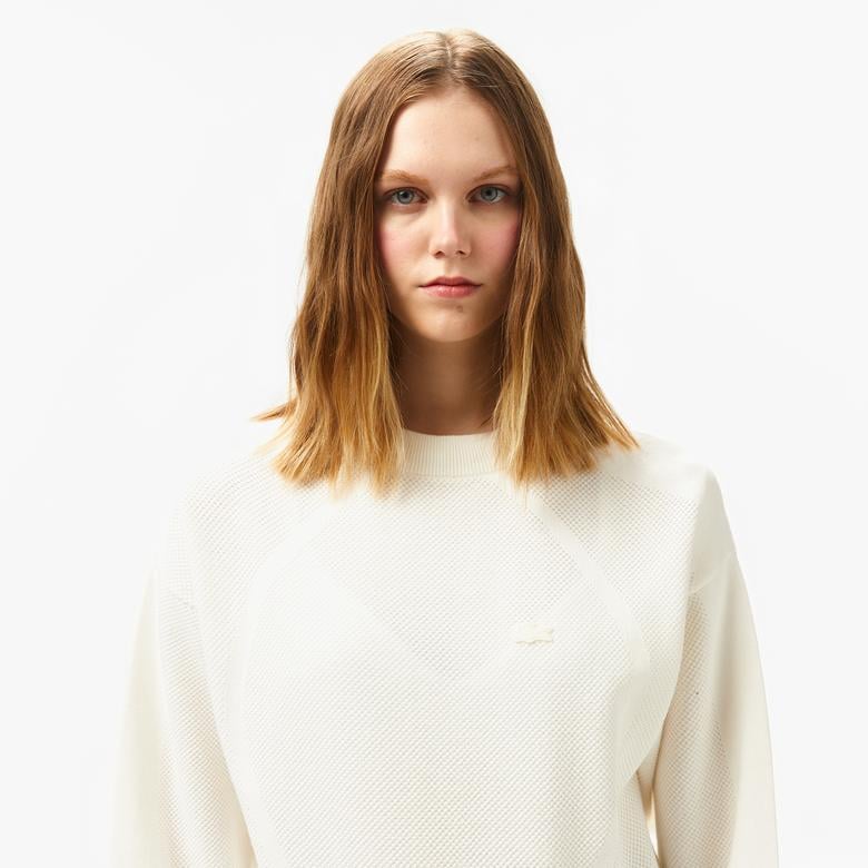 Kadın Bisiklet Yaka Beyaz Triko