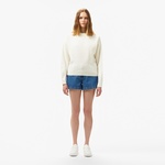 Kadın Bisiklet Yaka Beyaz Triko