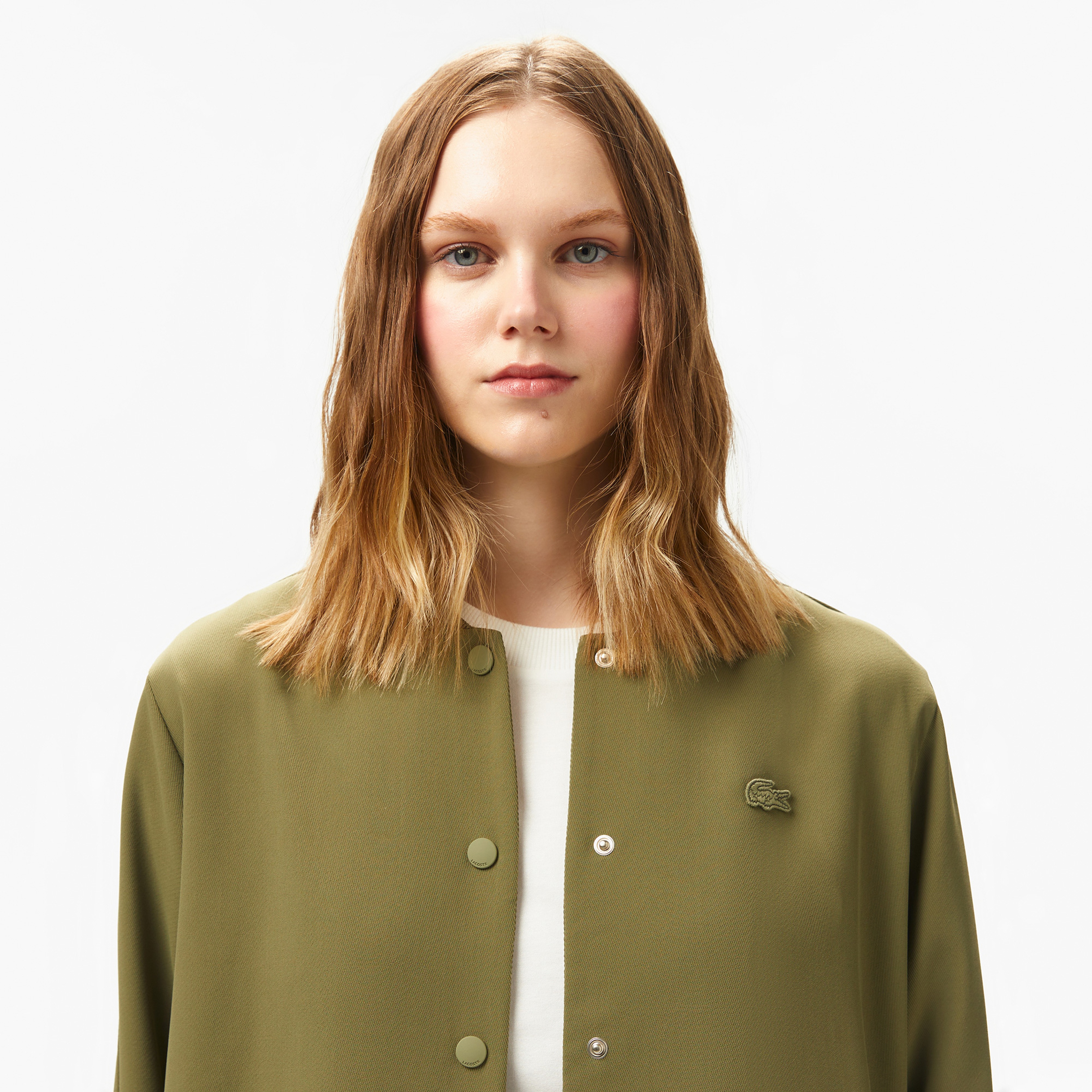 Kadın Regular Fit Hakim Yaka Haki Gömlek