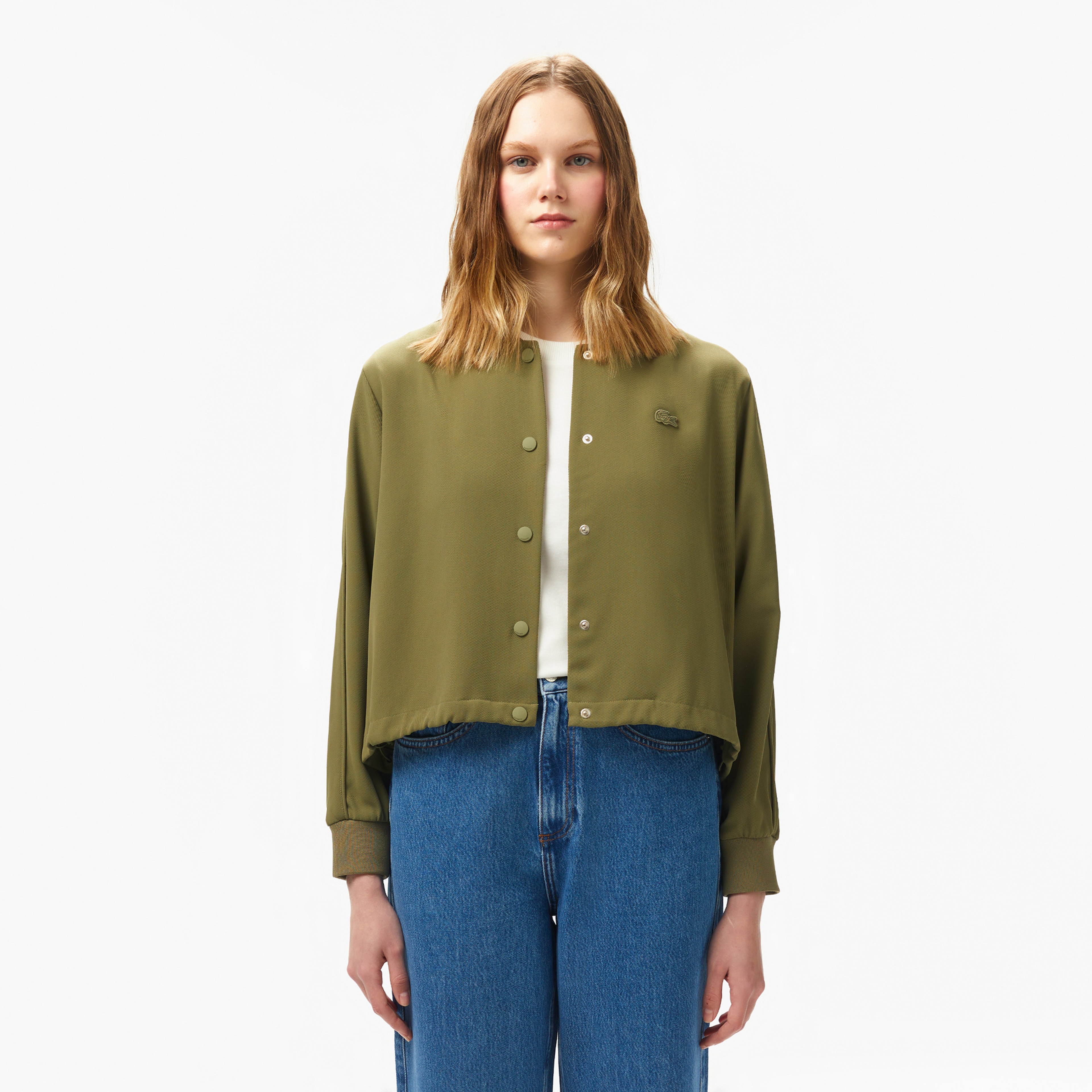 Kadın Regular Fit Hakim Yaka Haki Gömlek