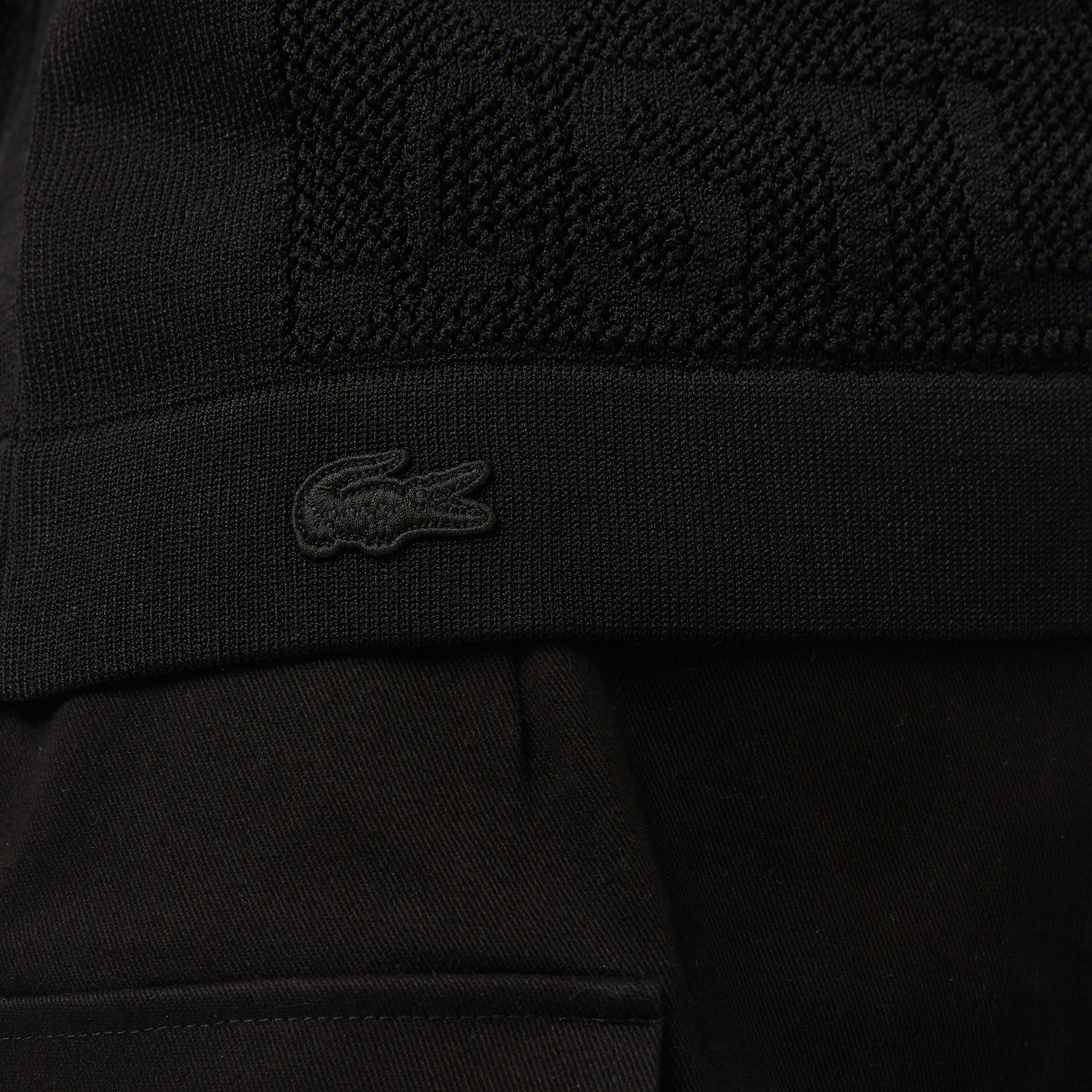 Kadın Kısa Kollu Bisiklet Yaka Desenli Siyah Triko