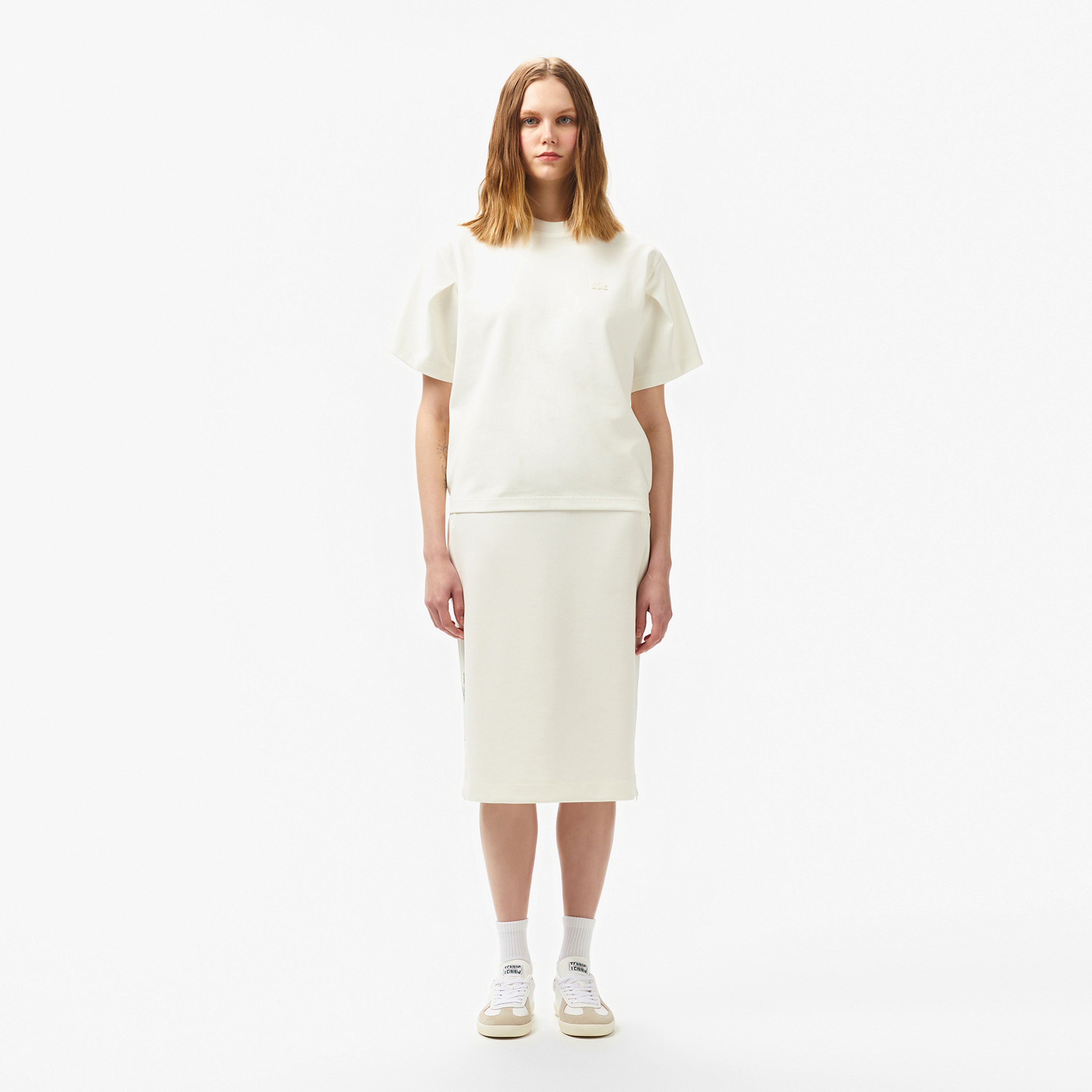 Kadın Bisiklet Yaka Beyaz T-Shirt