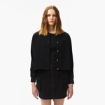 Kadın Regular Fit Hakim Yaka Siyah Gömlek