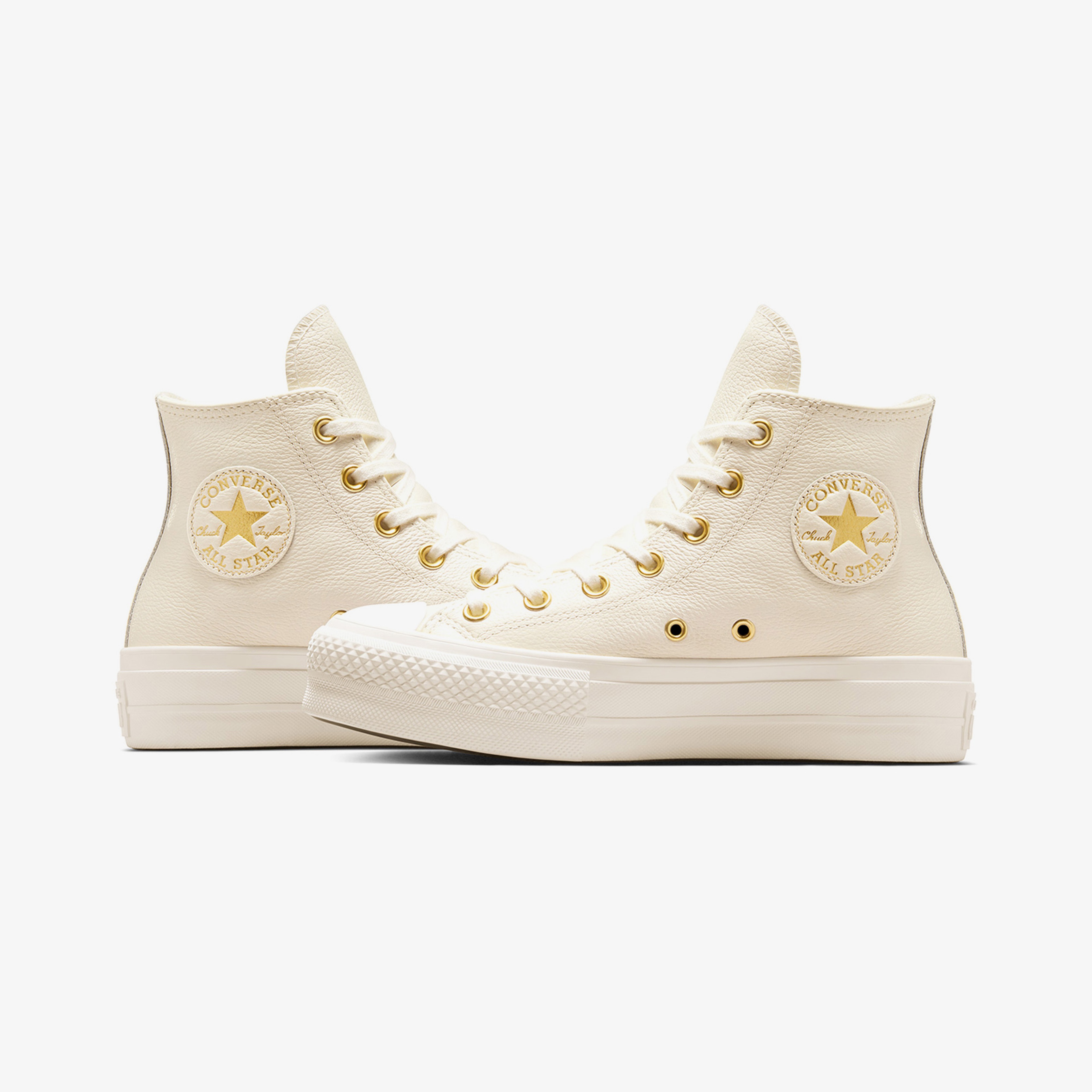 Converse Chuck Taylor All Star Lift Kadın Krem Deri Platform Sneaker