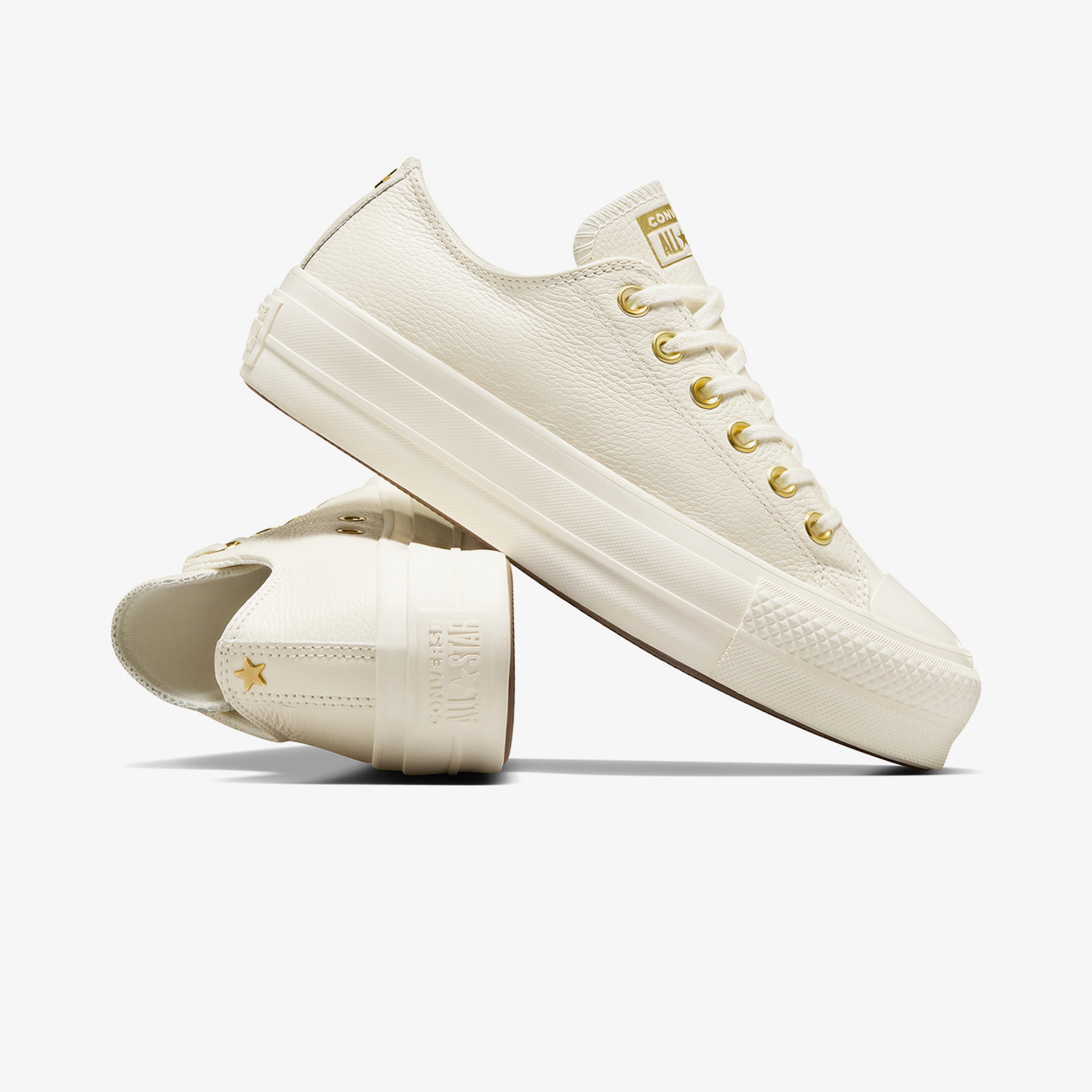 Converse Chuck Taylor All Star Lift Kadın Krem Deri Platform Sneaker