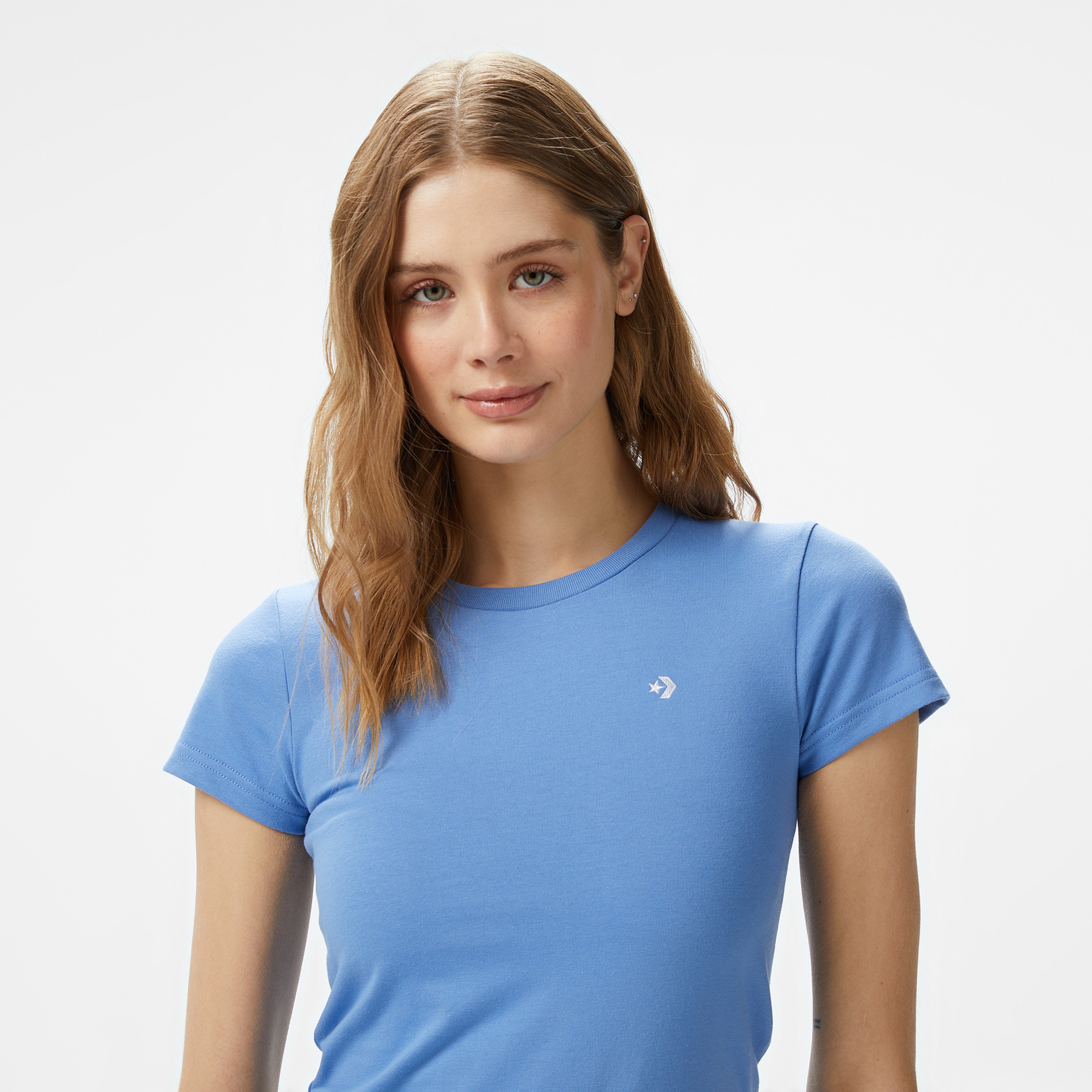 Converse Classic Kadın Slim Fit Mavi T-Shirt