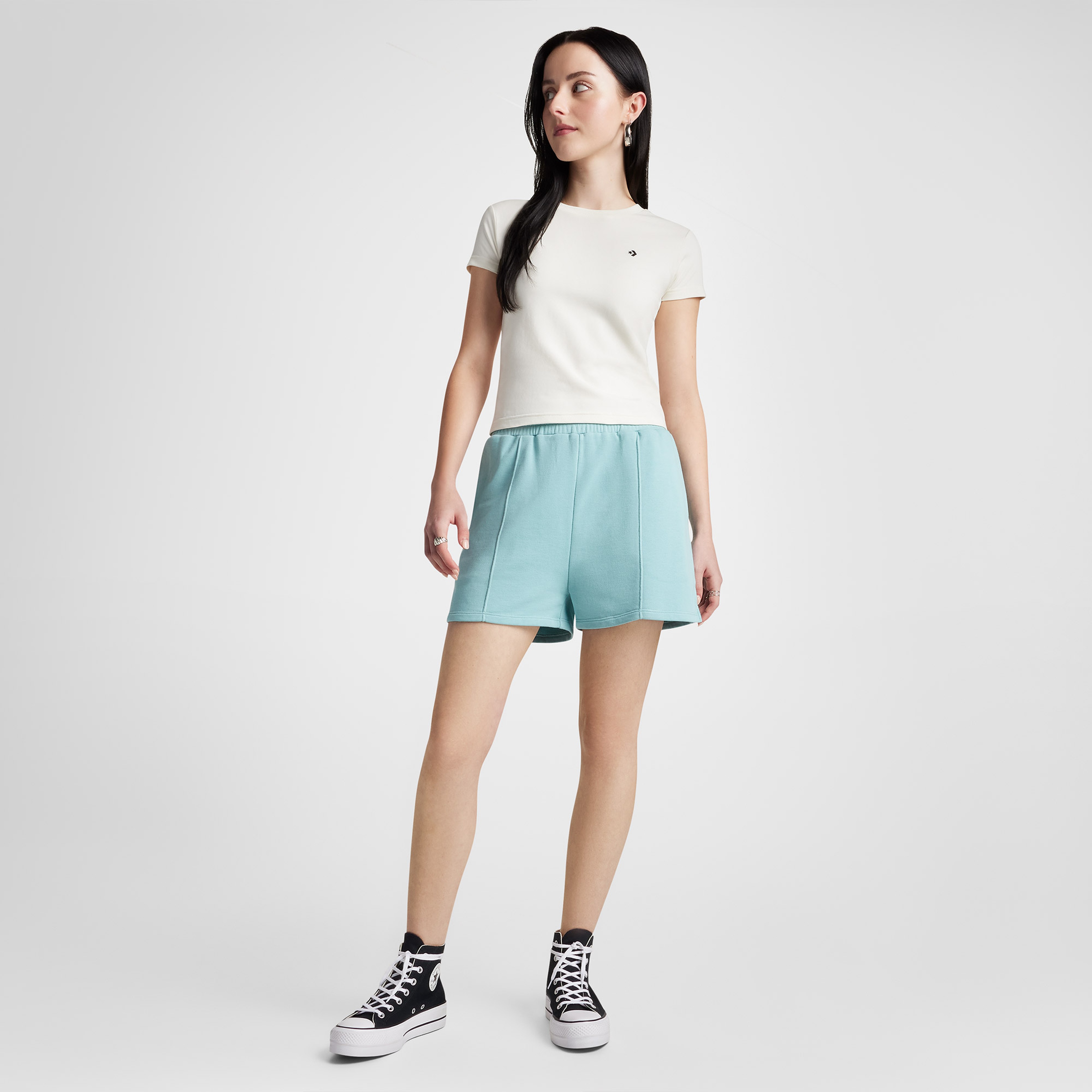 Converse Classic Kadın Slim Fit Krem T-Shirt