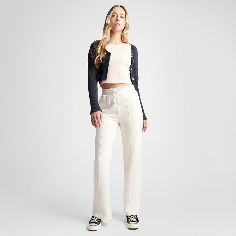 Converse Wide-Leg French Terry Kadın Krem Eşofman Altı