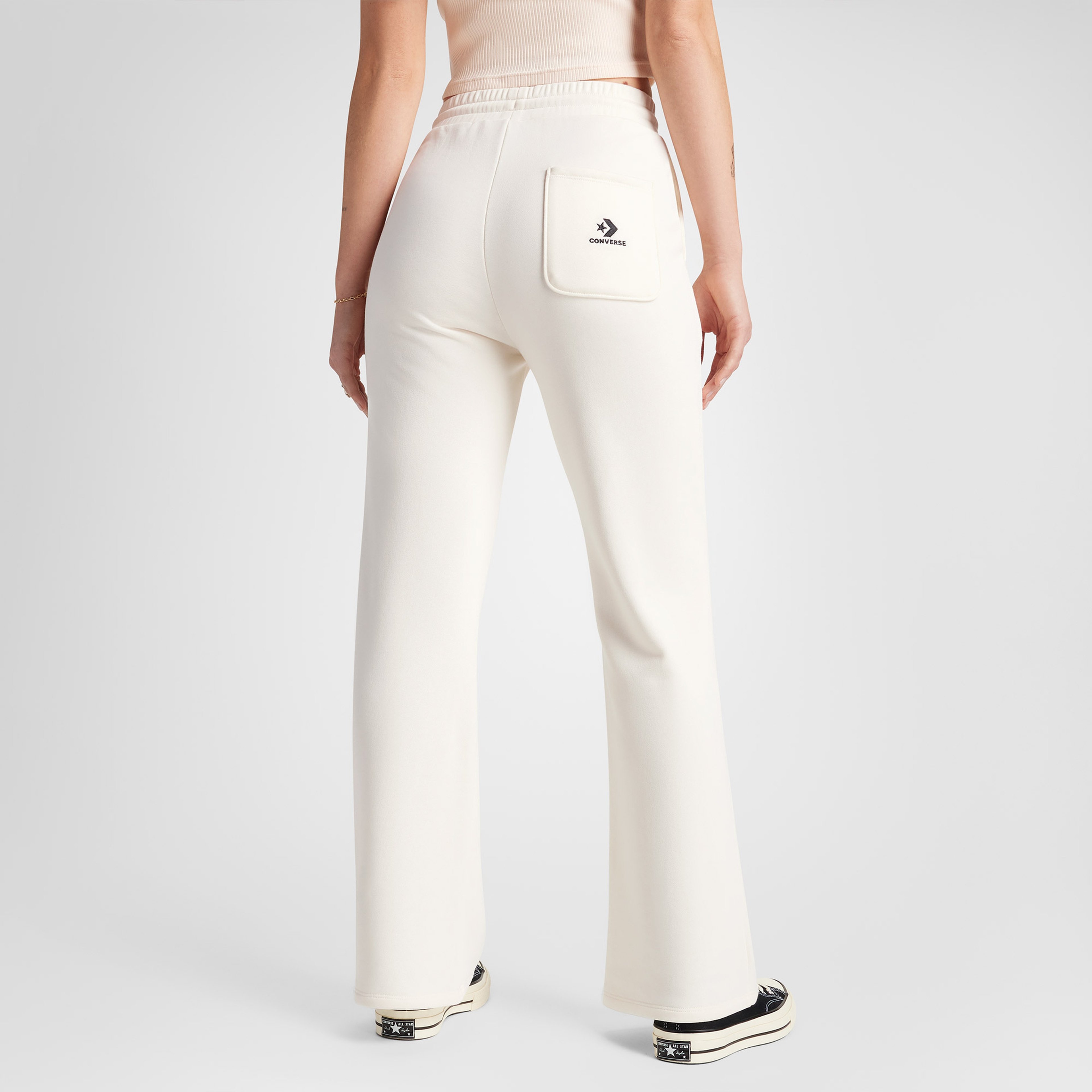 Converse Wide-Leg French Terry Kadın Krem Eşofman Altı