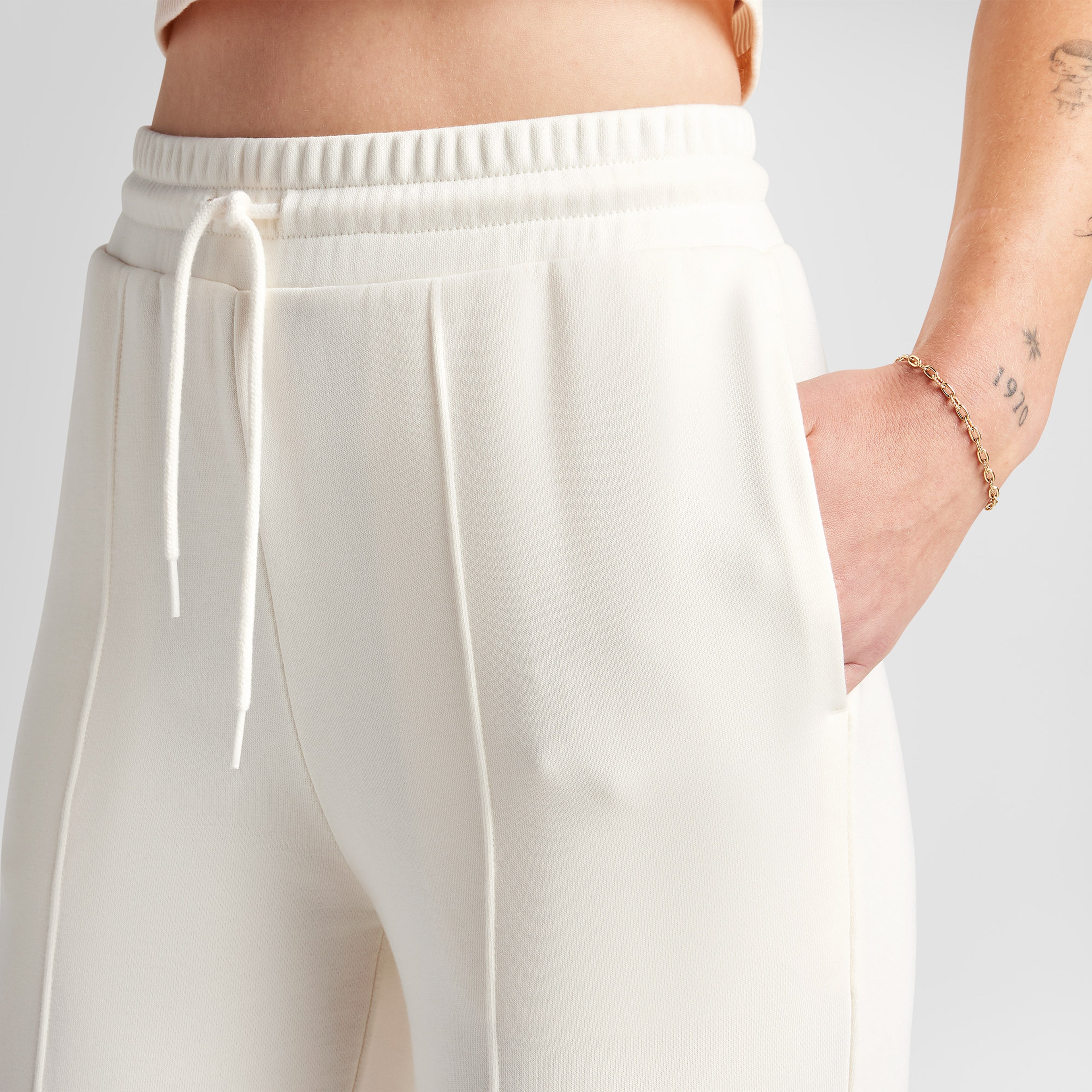 Converse Wide-Leg French Terry Kadın Krem Eşofman Altı