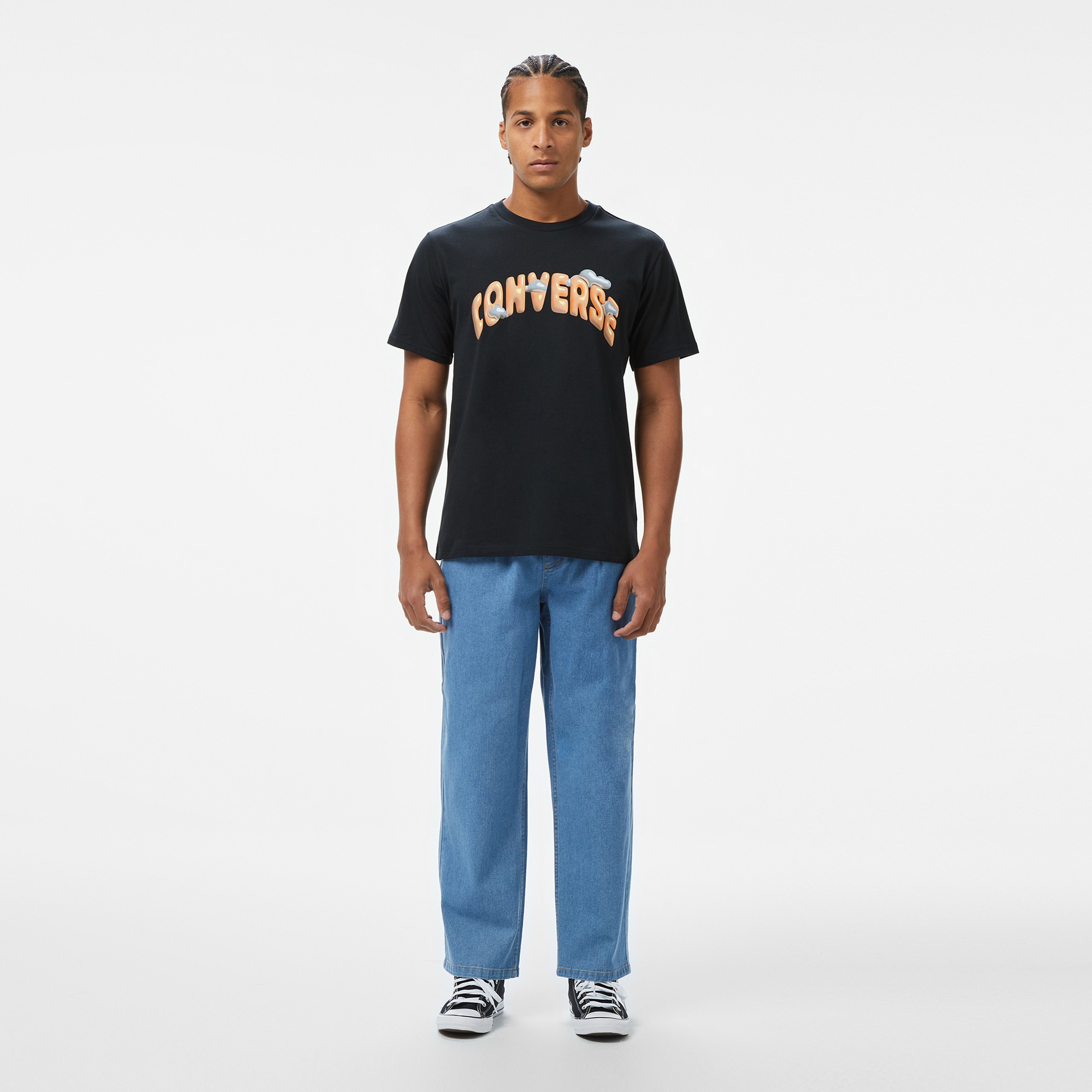 Converse Classic Erkek Baskılı Siyah T-Shirt