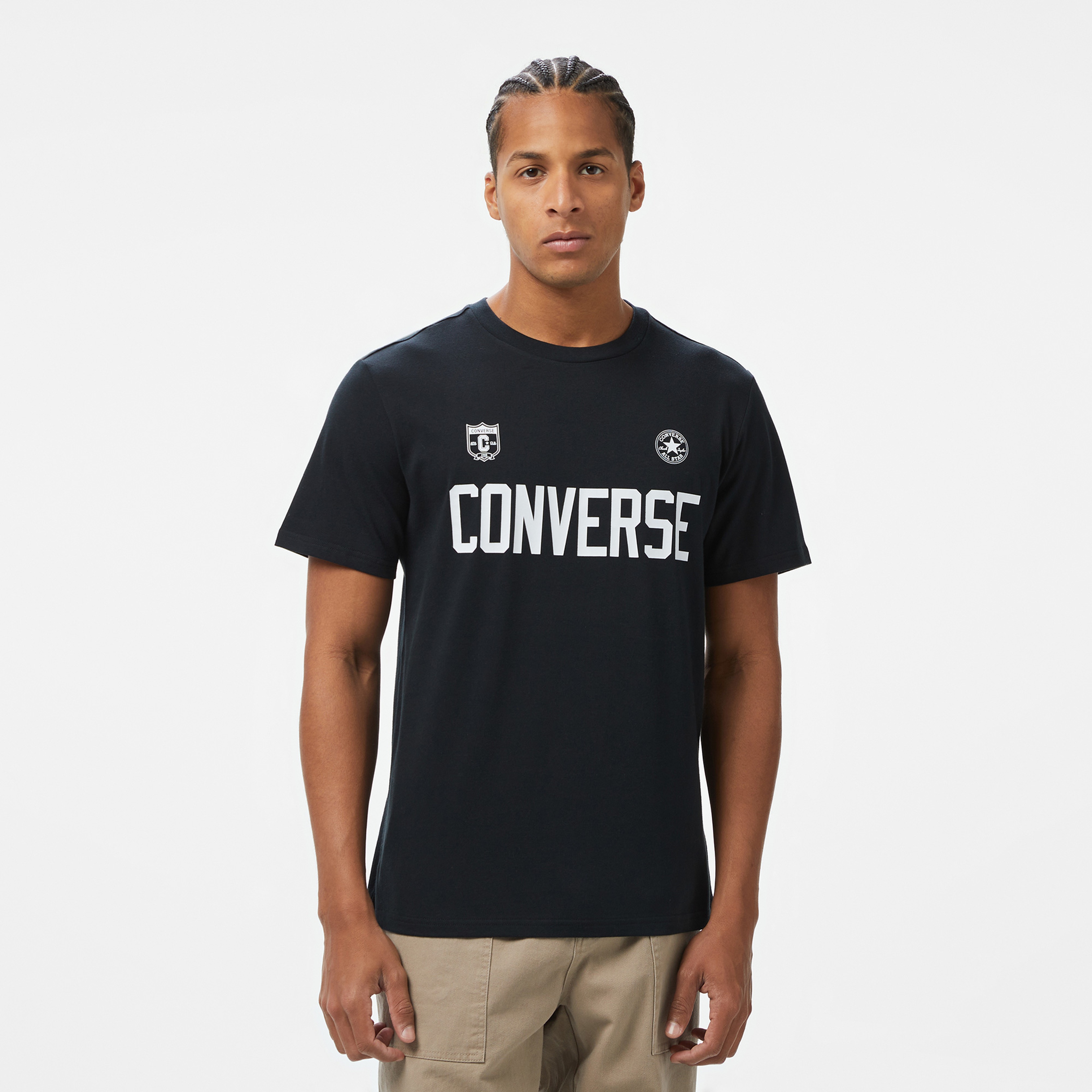 Converse Retro Chuck Soccer Erkek Baskılı Siyah T-Shirt