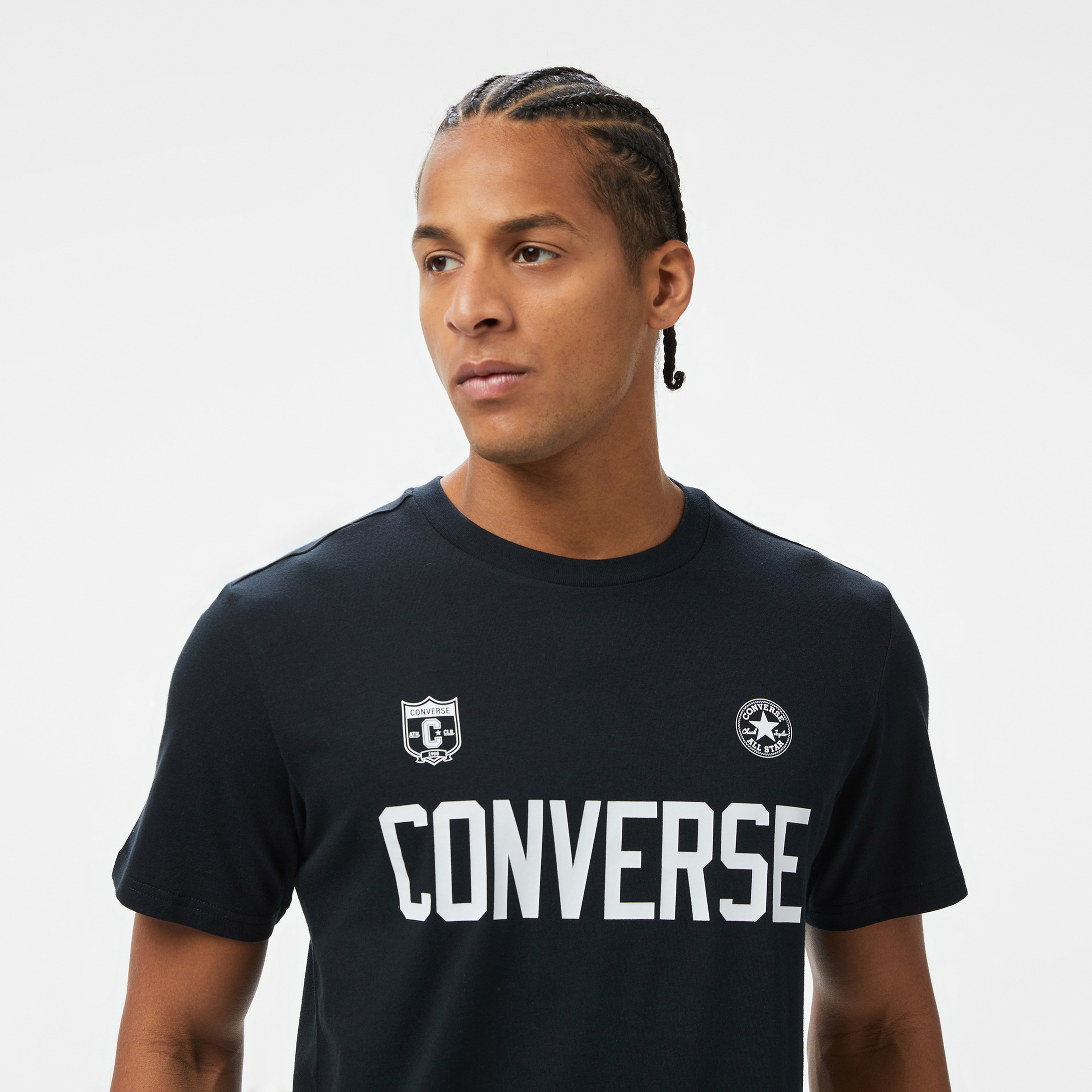 Converse Retro Chuck Soccer Erkek Baskılı Siyah T-Shirt