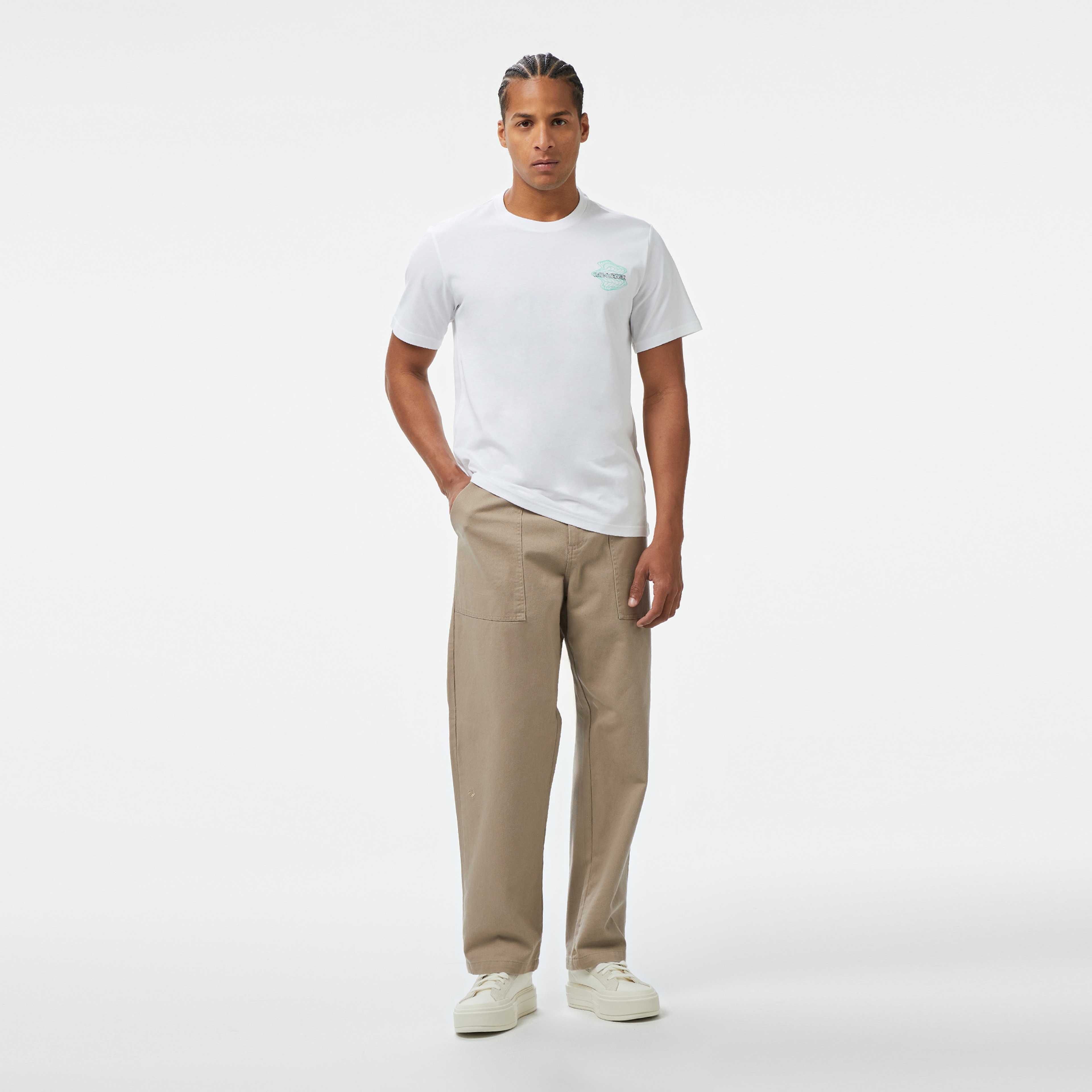 Converse Loose Fit Erkek Grafik Baskılı Beyaz T-Shirt