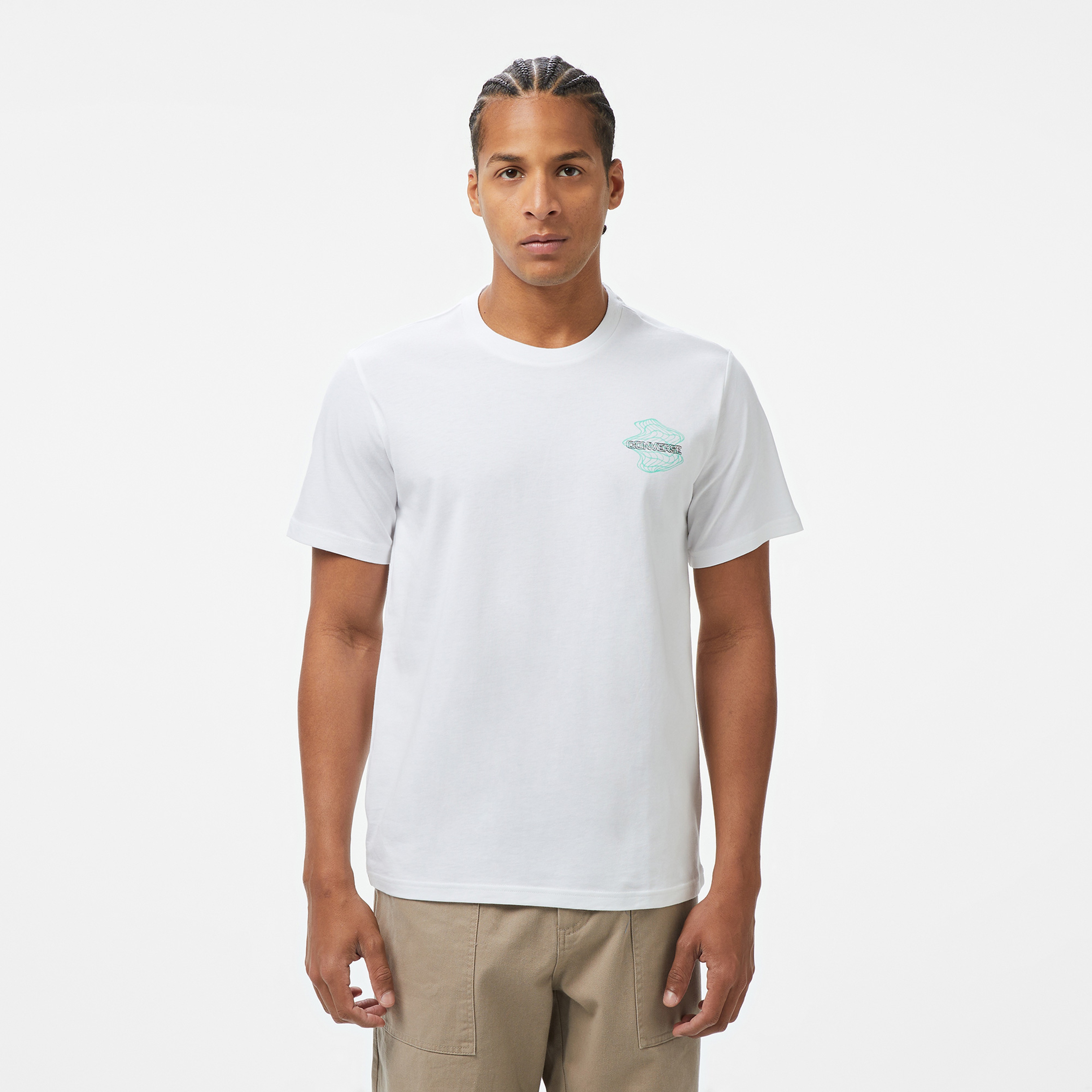 Converse Loose Fit Erkek Grafik Baskılı Beyaz T-Shirt