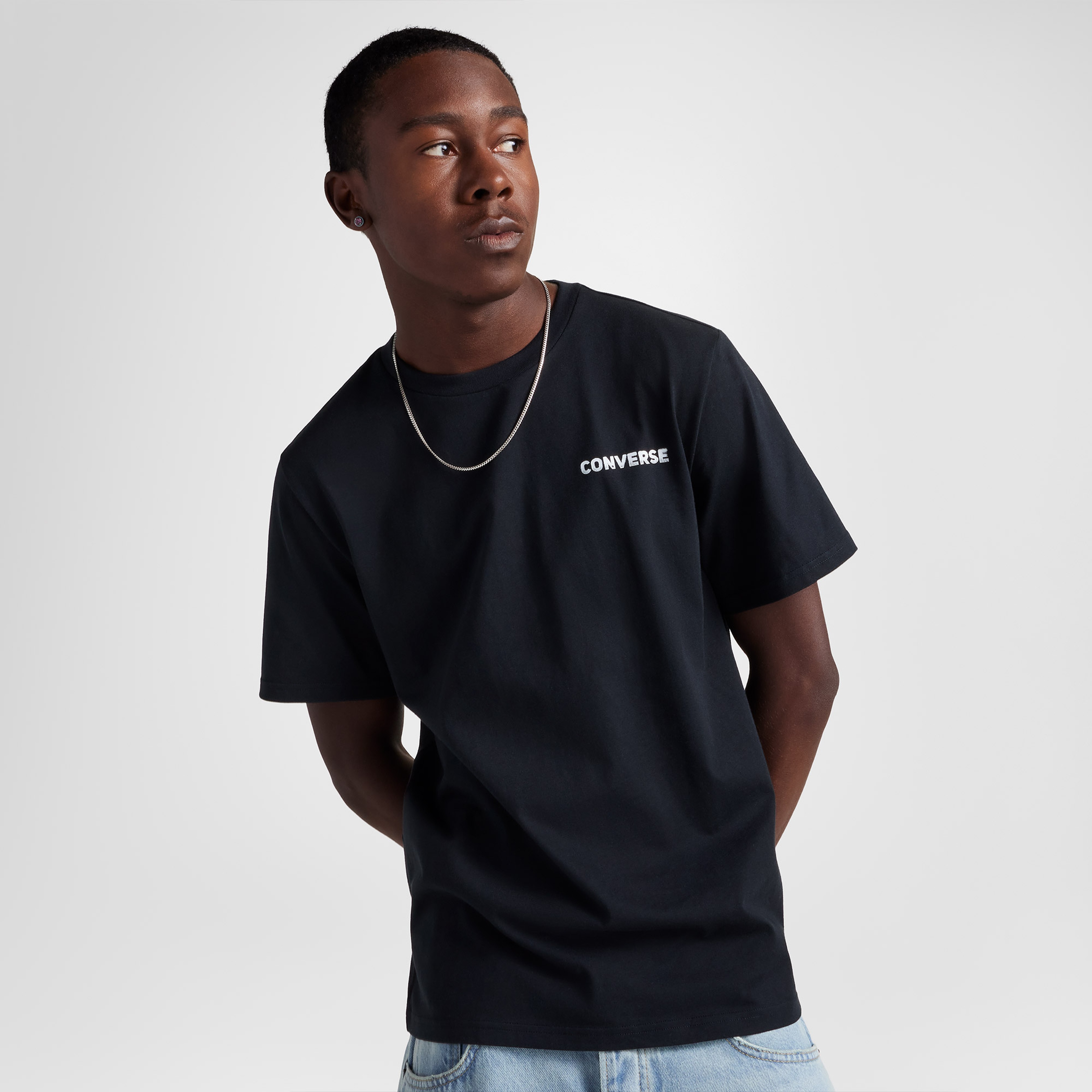 Converse Otherworldly Transmissions Erkek Grafik Baskılı Siyah T-Shirt