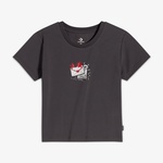 Converse Classic Kadın Slim Fit Baskılı Siyah T-Shirt