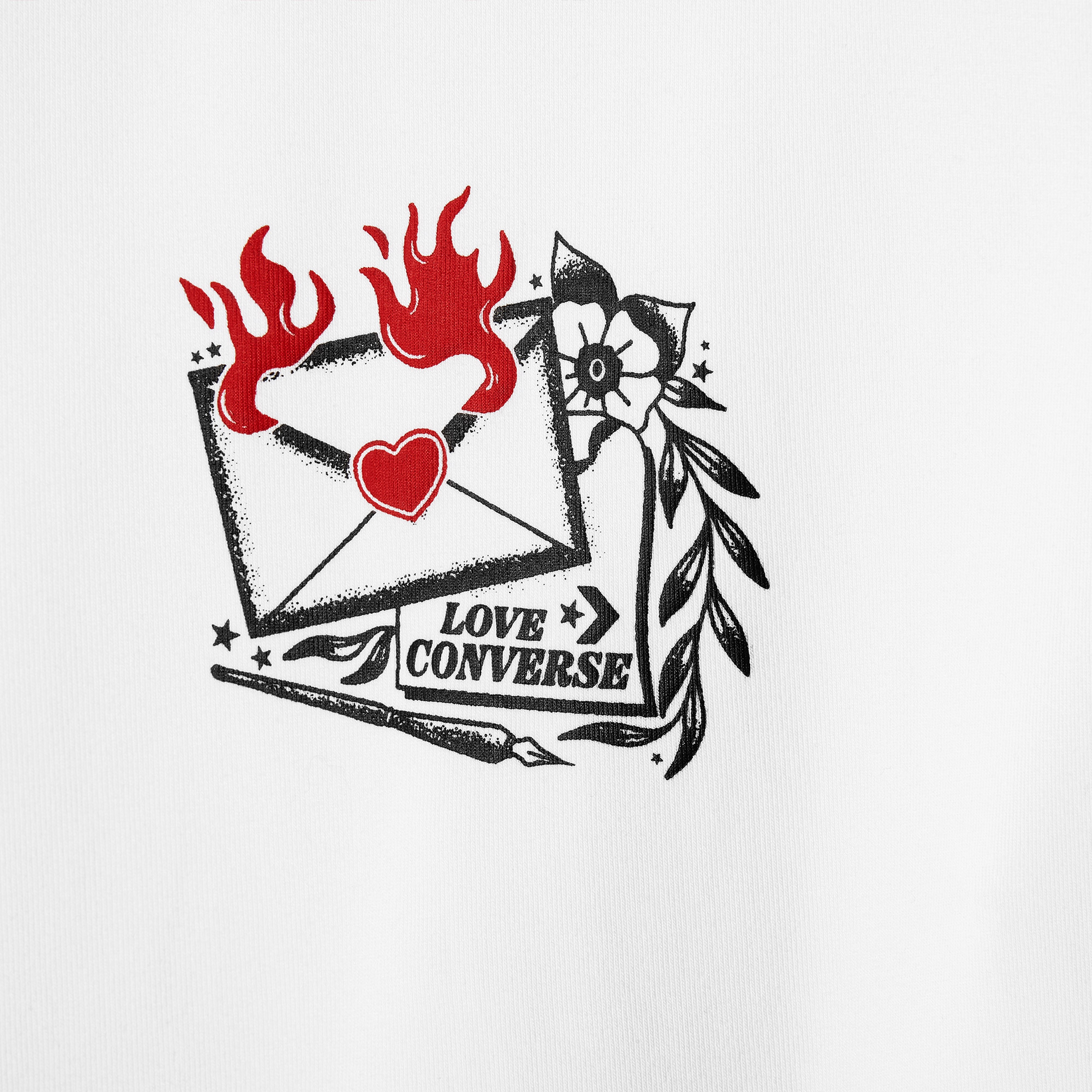 Converse Classic Kadın Slim Fit Baskılı Beyaz T-Shirt