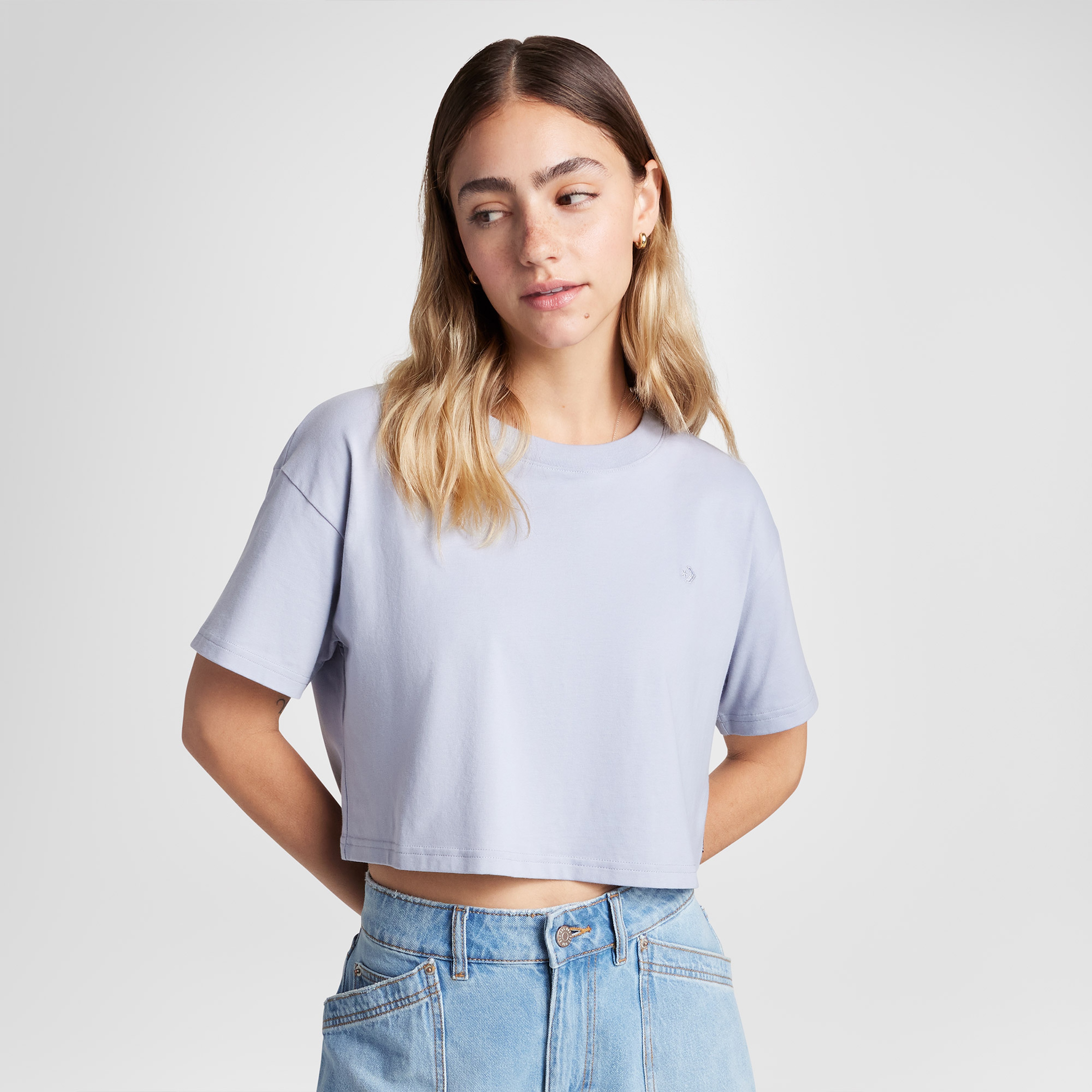 Converse Sporty Boxy Kadın Mor T-Shirt