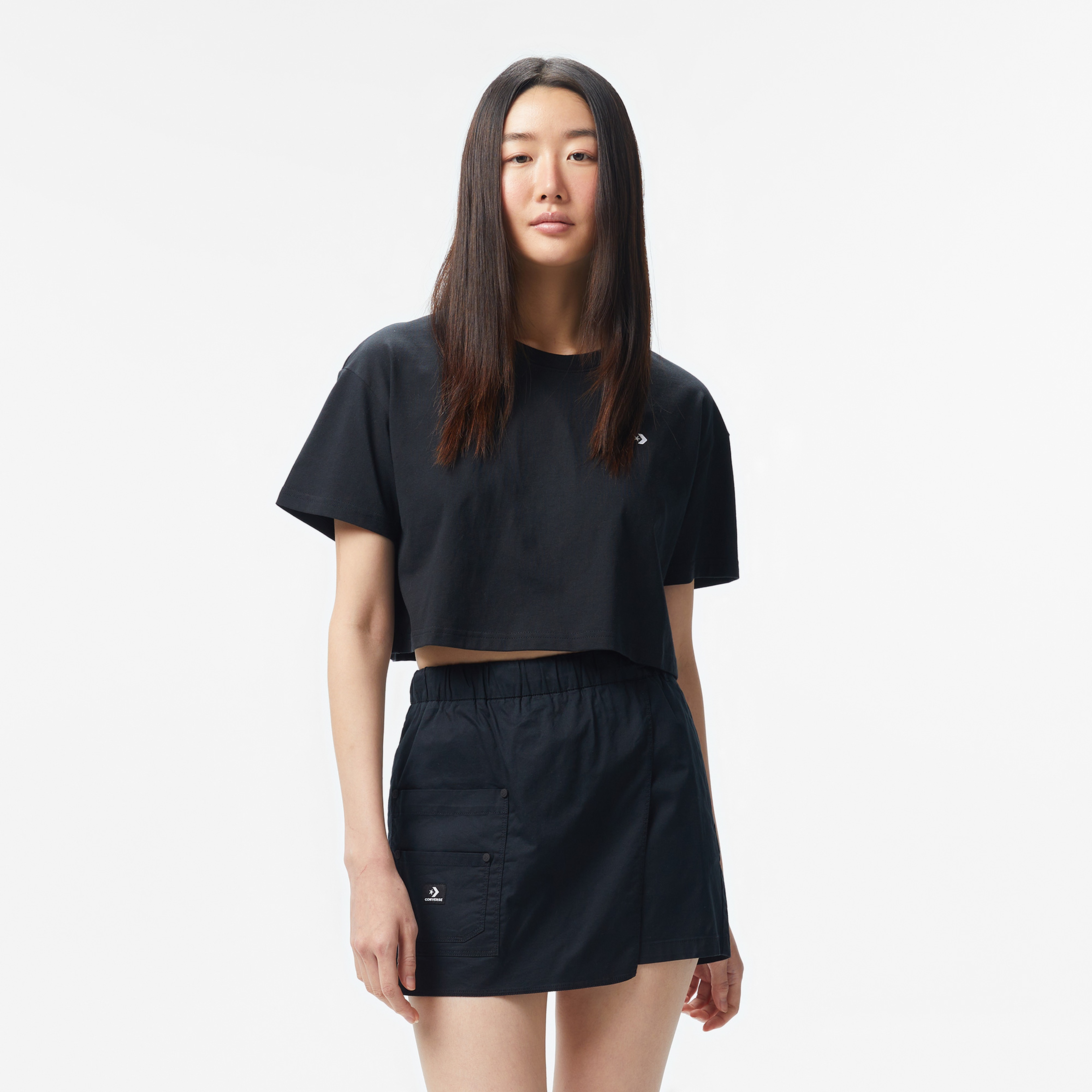 Converse Sporty Boxy Kadın Siyah T-Shirt