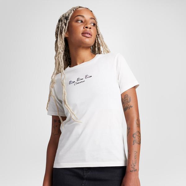 Converse High Tops Kadın Nakışlı Krem T-Shirt