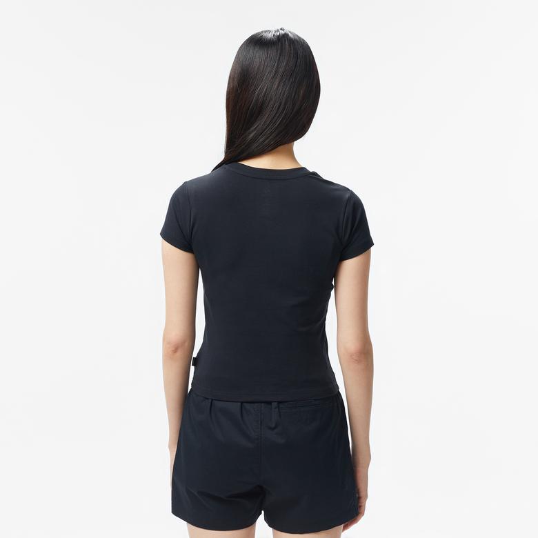 Converse Classic Kadın Slim Fit Baskılı Siyah T-Shirt