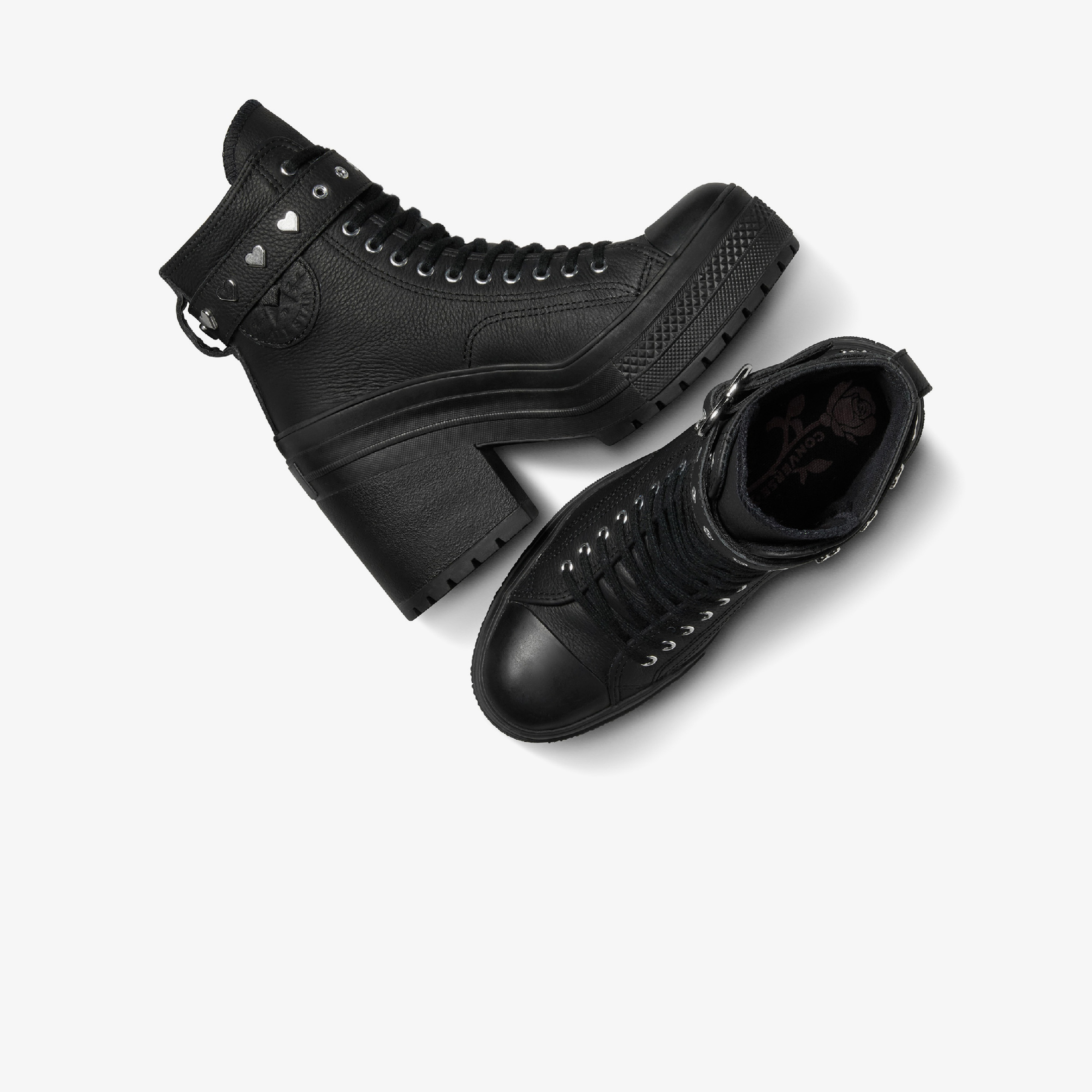 Converse Chuck 70 De Luxe Heel Unisex Siyah Deri Platform Dark Romance Sneaker