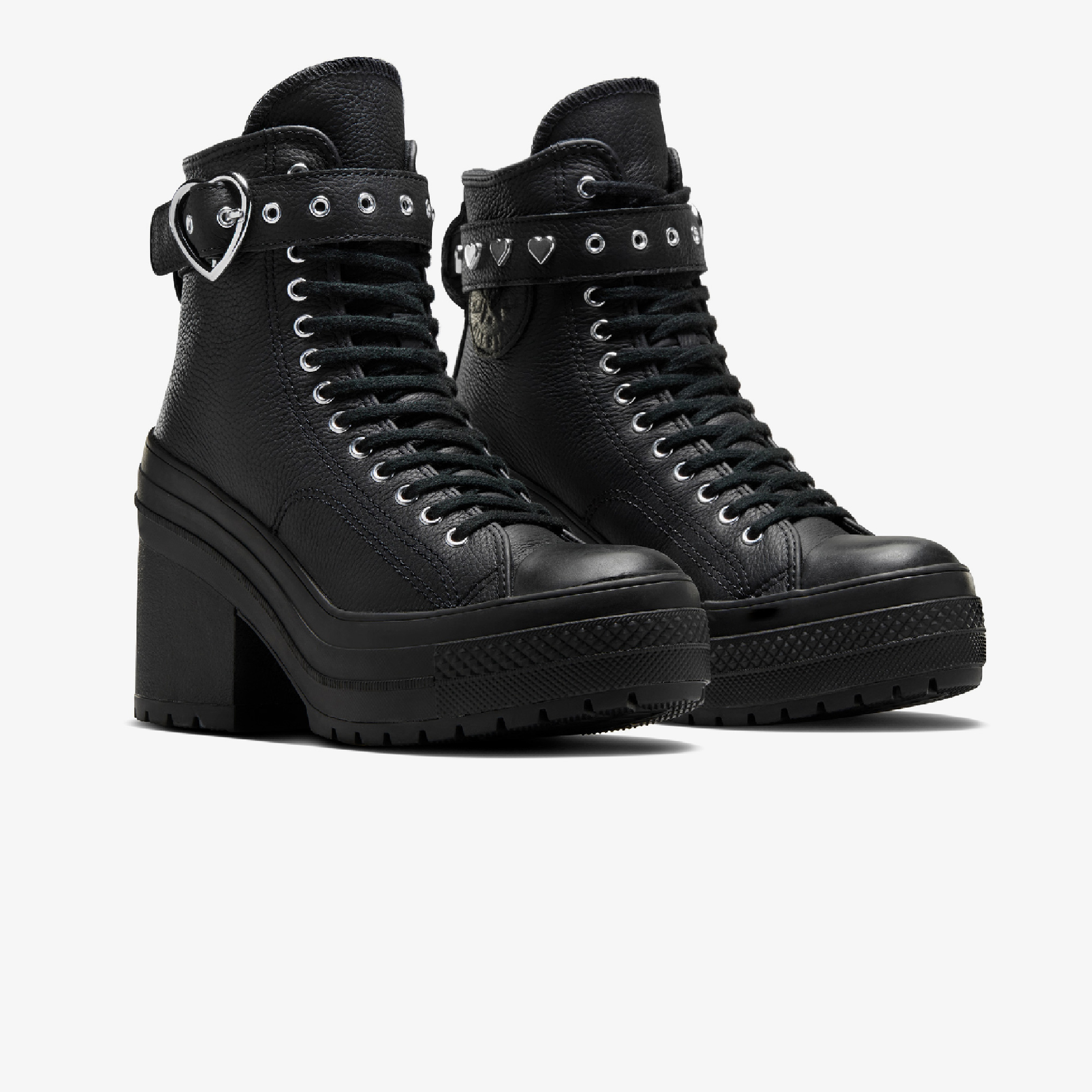 Converse Chuck 70 De Luxe Heel Unisex Siyah Deri Platform Dark Romance Sneaker