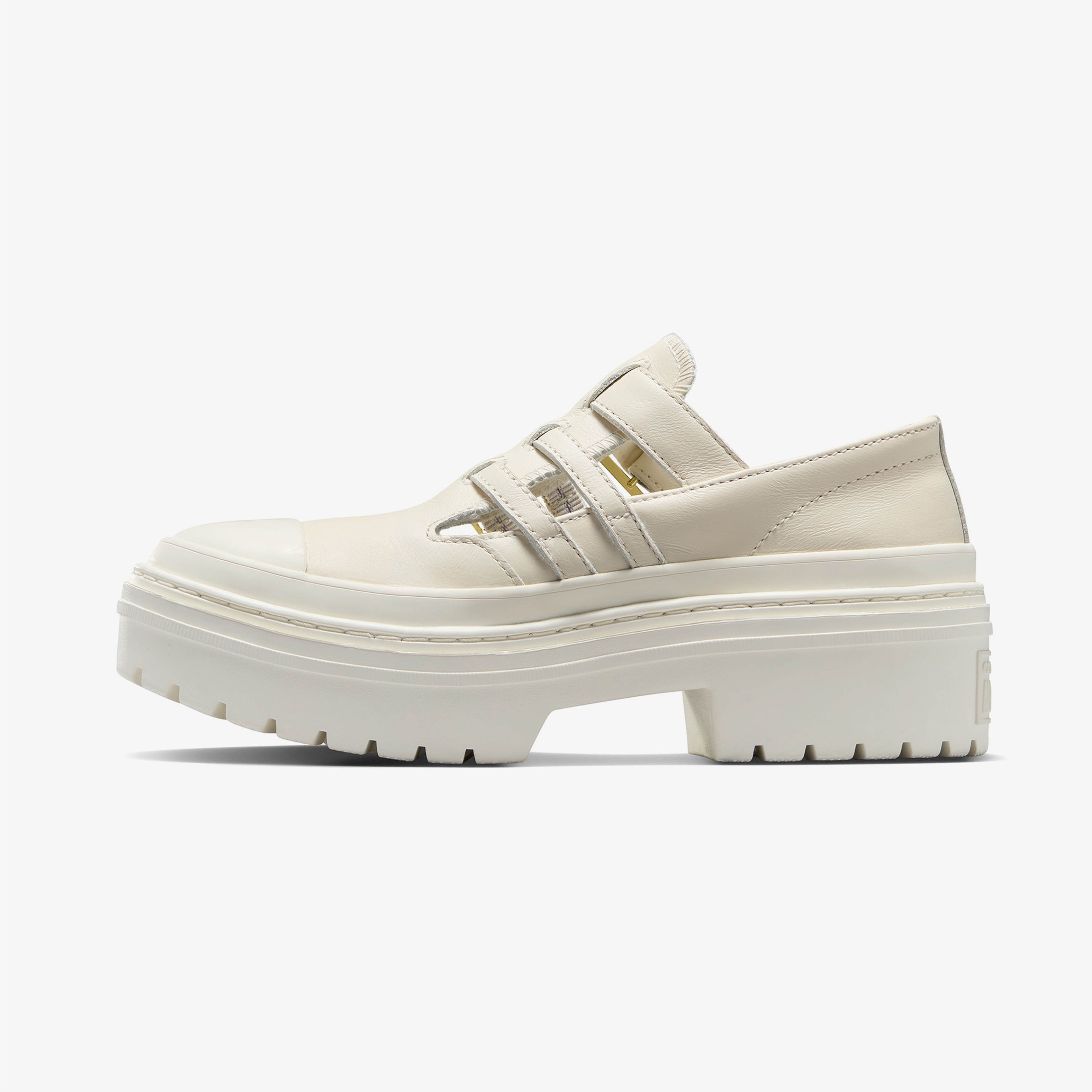 Converse Chuck Taylor All Star Lugged Heel Mary Jane Kadın Krem Deri Platform Babet