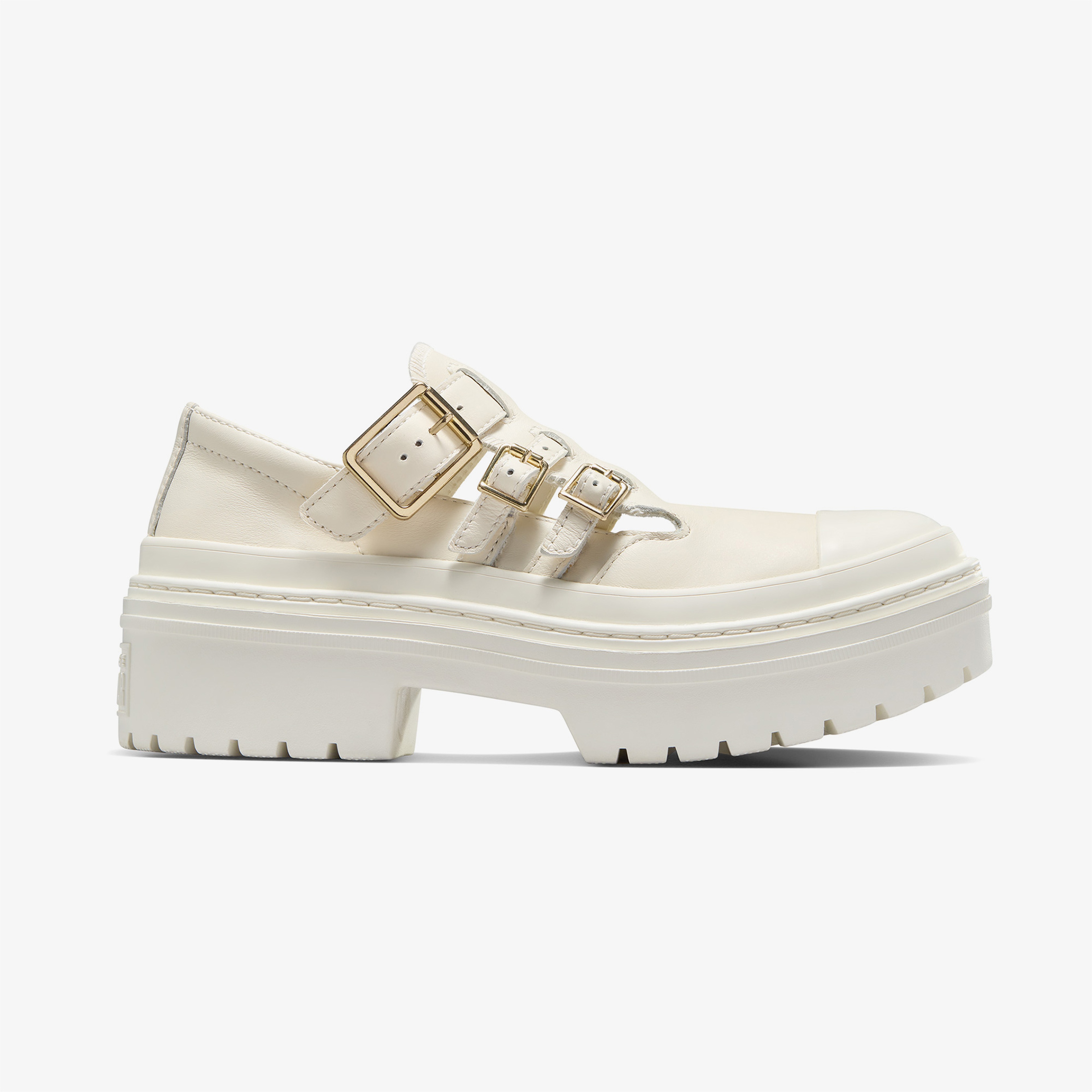 Converse Chuck Taylor All Star Lugged Heel Mary Jane Kadın Krem Deri Platform Babet