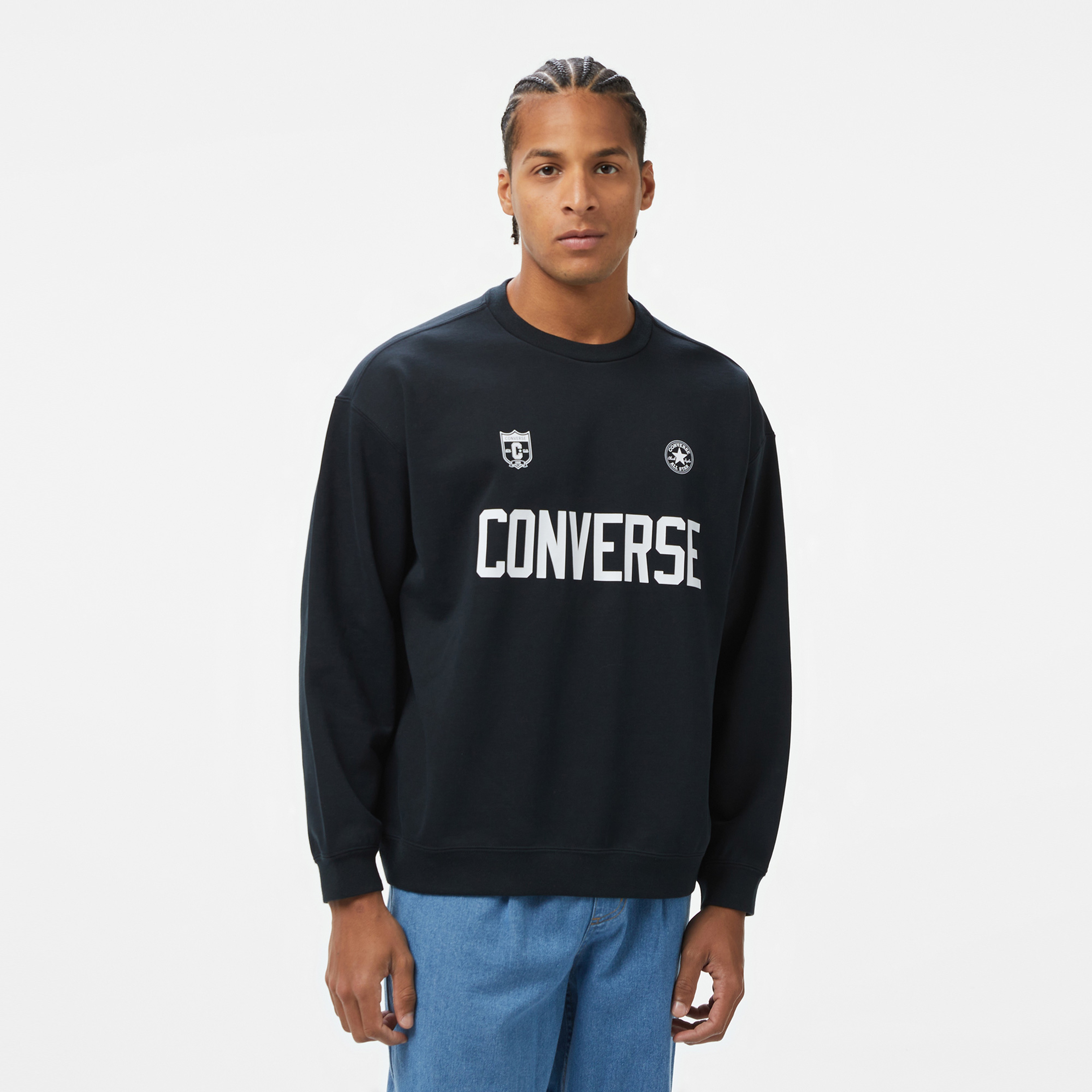 Converse Retro Chuck Soccer Crew Erkek Siyah Sweatshirt